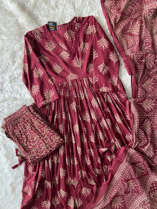 Premium Cotton Full Sleeves Kurti Pant Dupatta Set