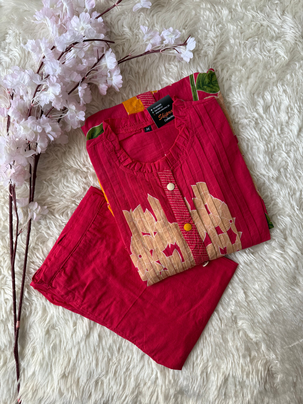 Cotton A-line Kurti Pant Set