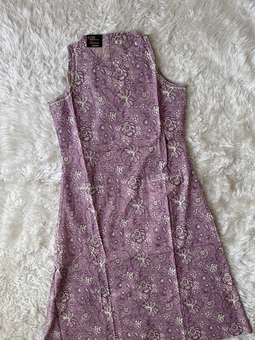 Pure Cotton Sleeveless Kurti Pant Set