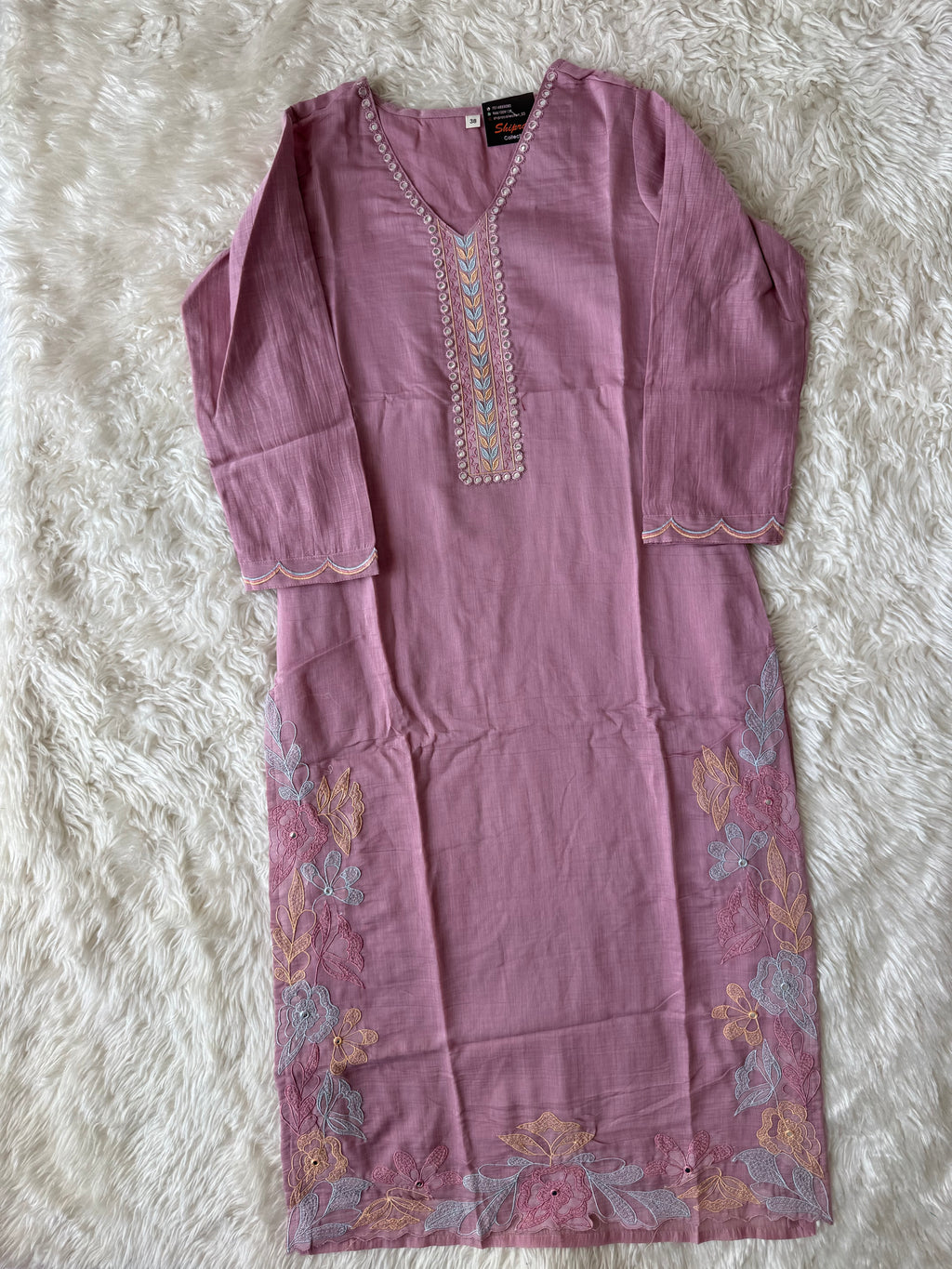 Mul Chanderi Kurti Pant Dupatta Set