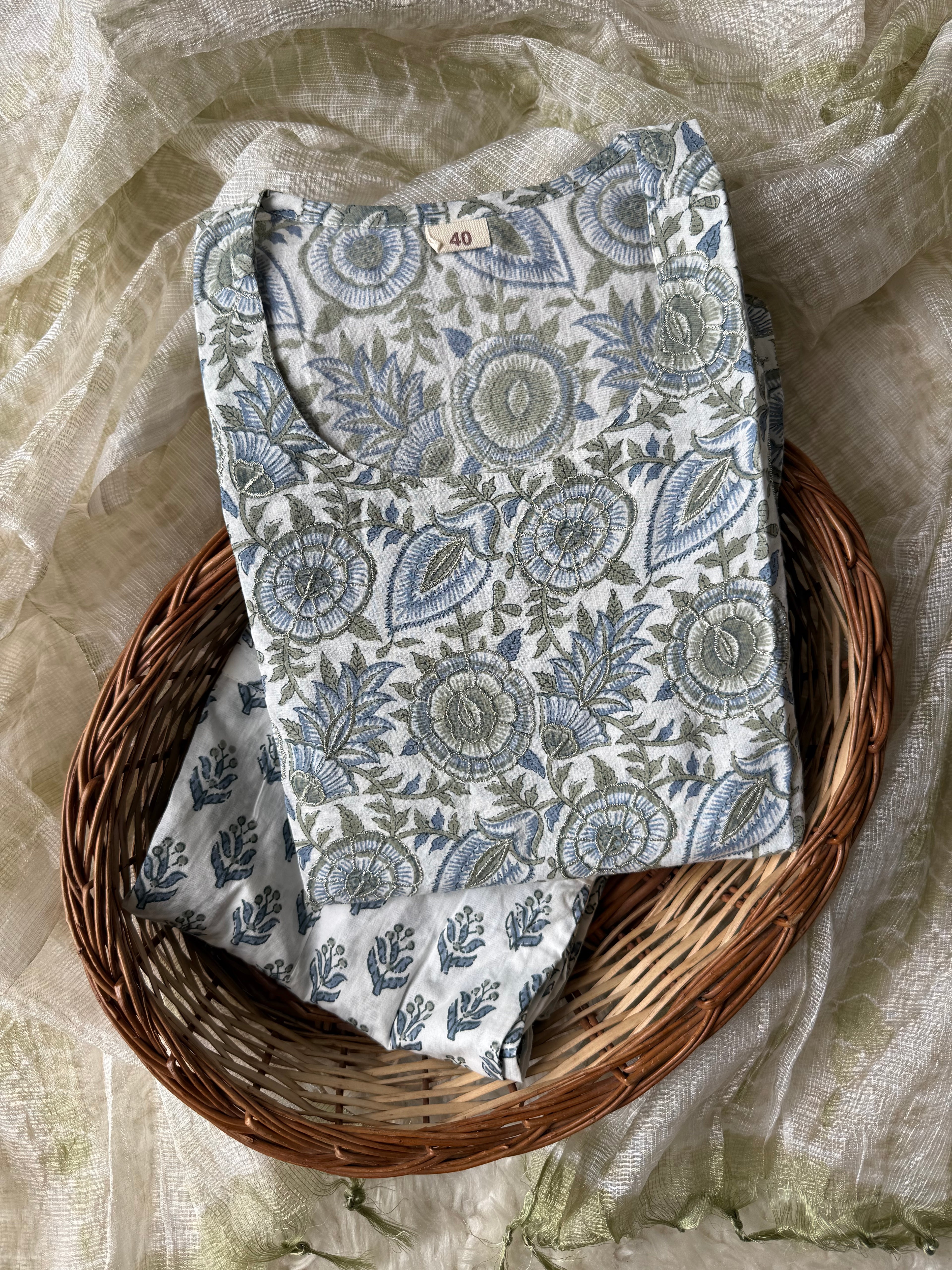 Pure Cotton Kurti Pant Dupatta Set