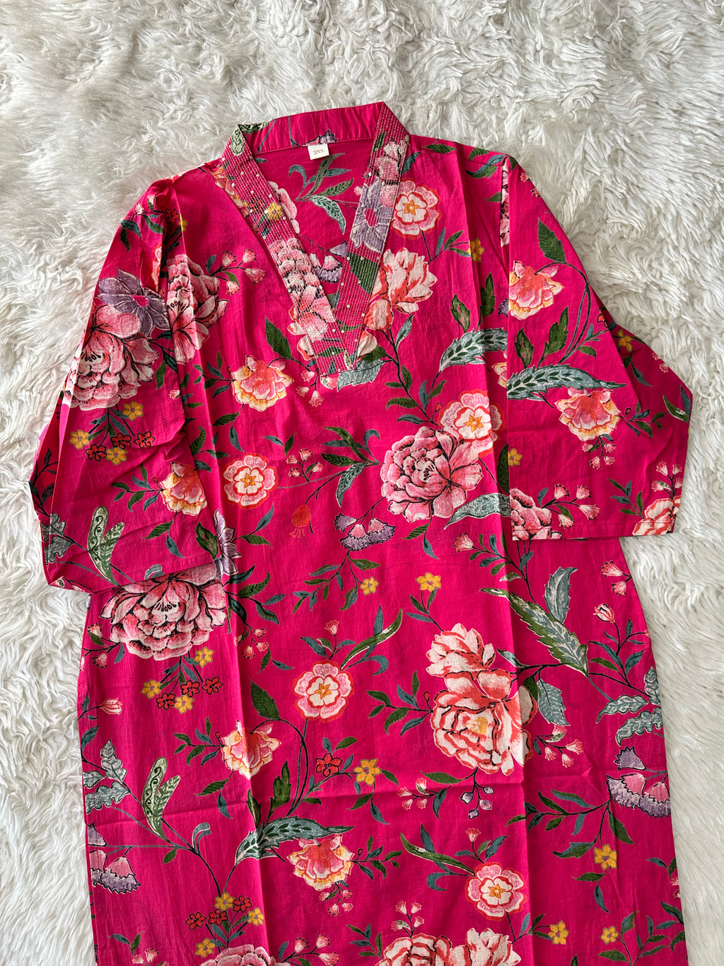 Premium Cotton V- Neck Kurti.
