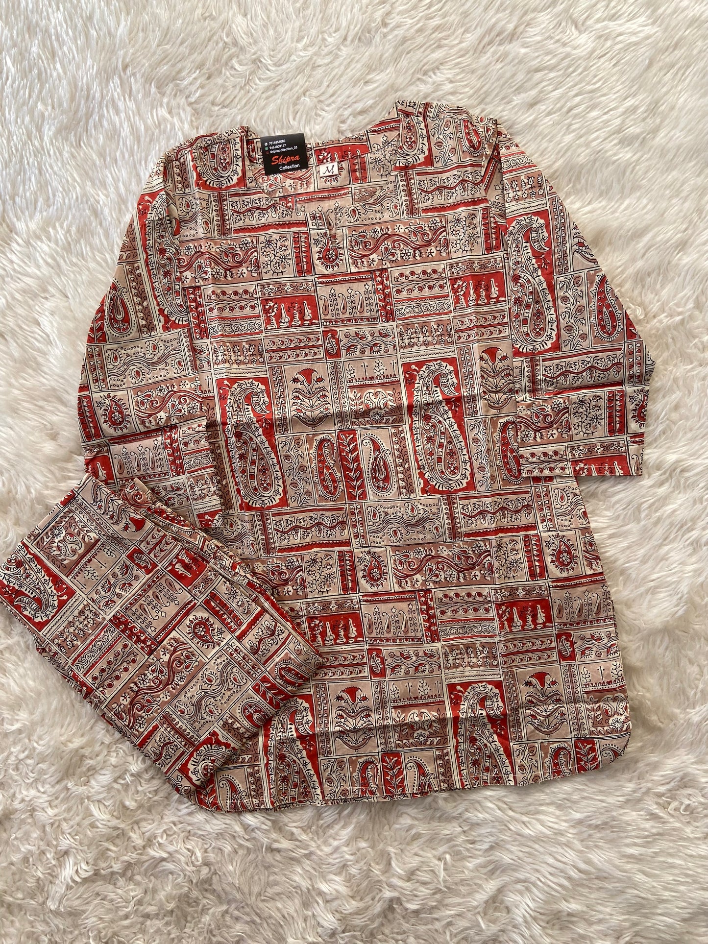 Plus Size Kalamkari Print Lounge Wear