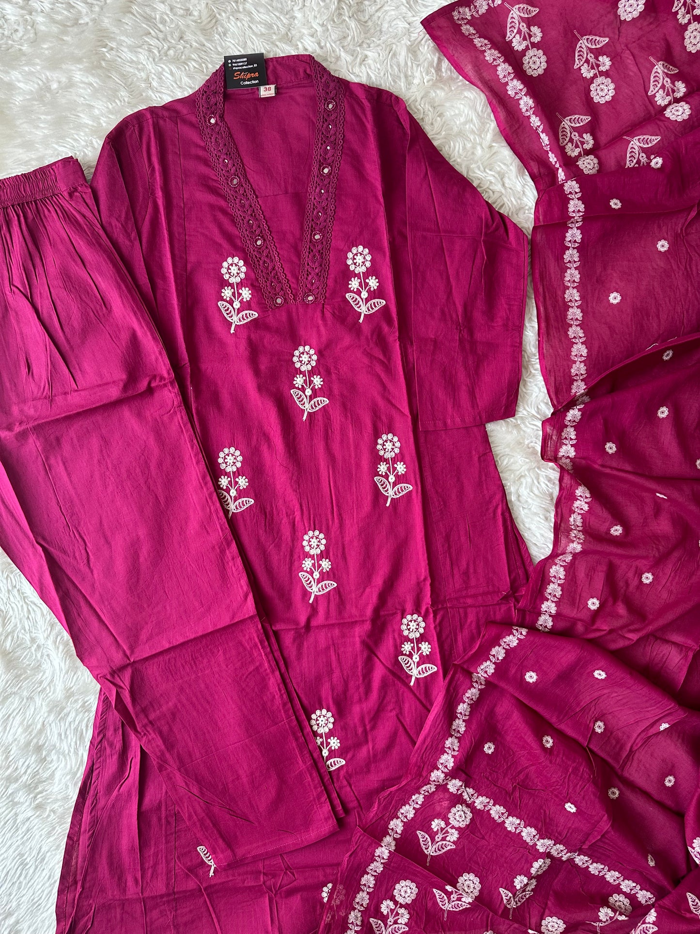 Premium Cotton Kurti Pant Dupatta Set