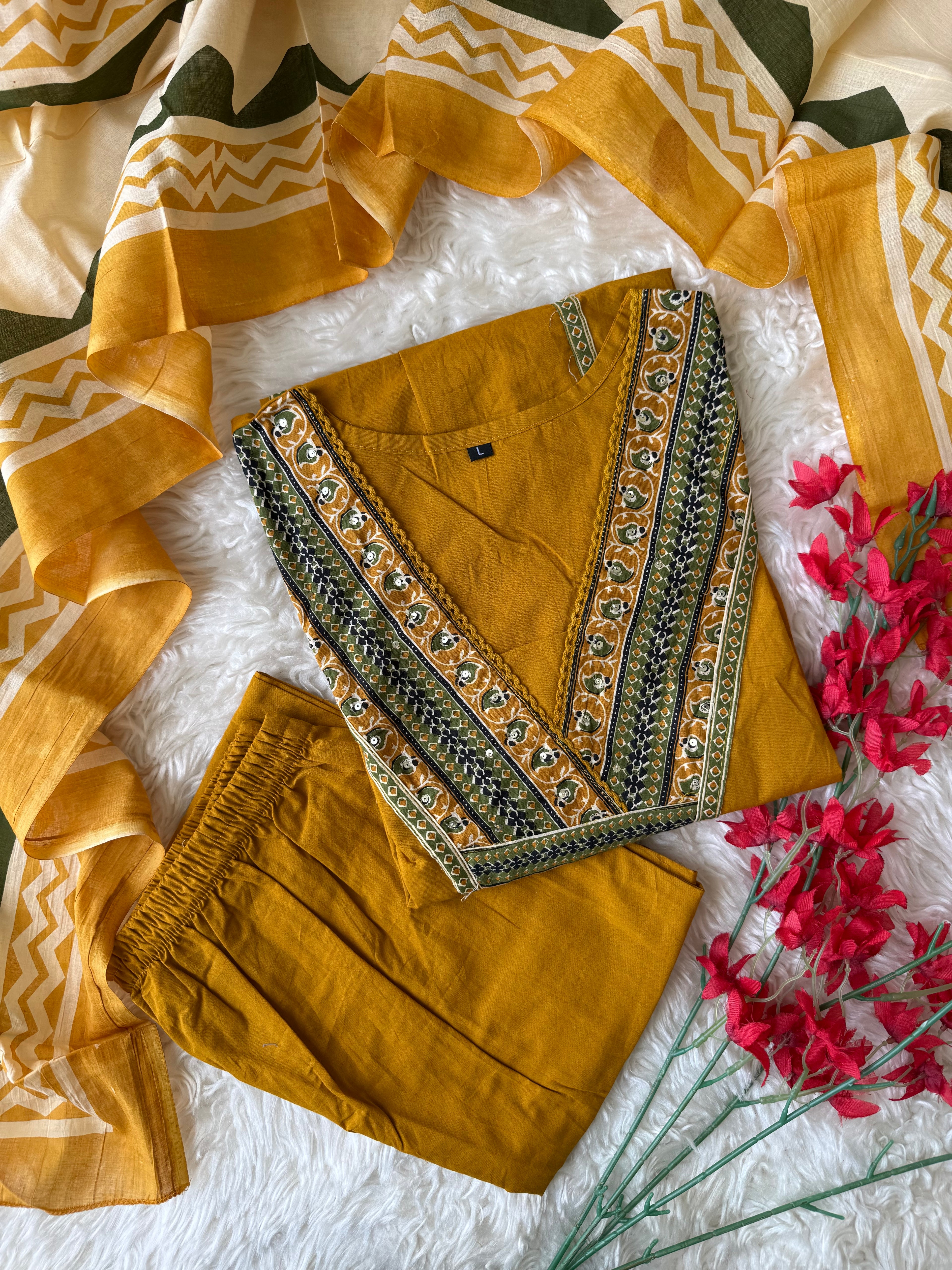 Budget Friendly Kurti Pant Dupatta Set