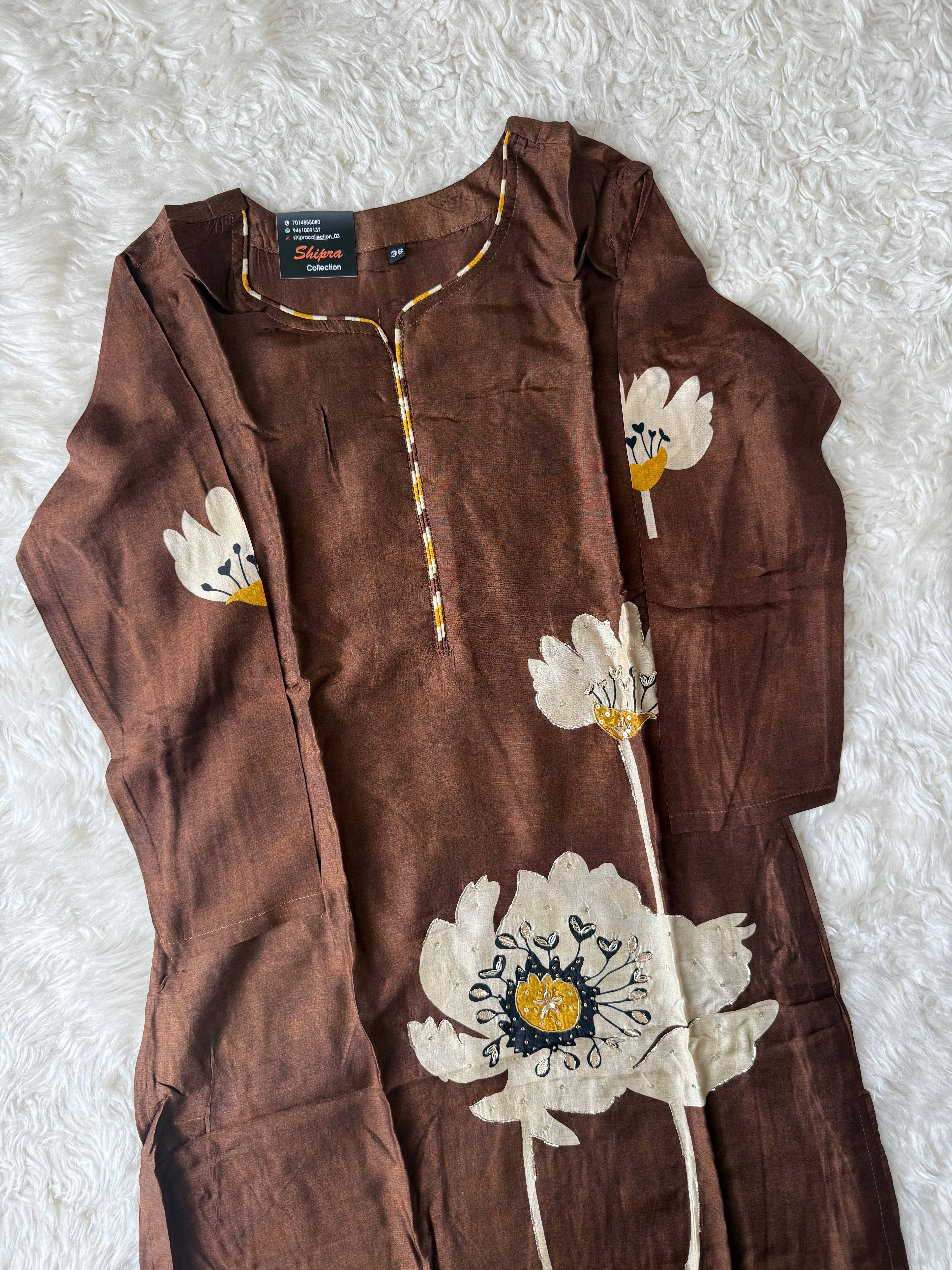 Russian Silk Kurti Pant Dupatta Set