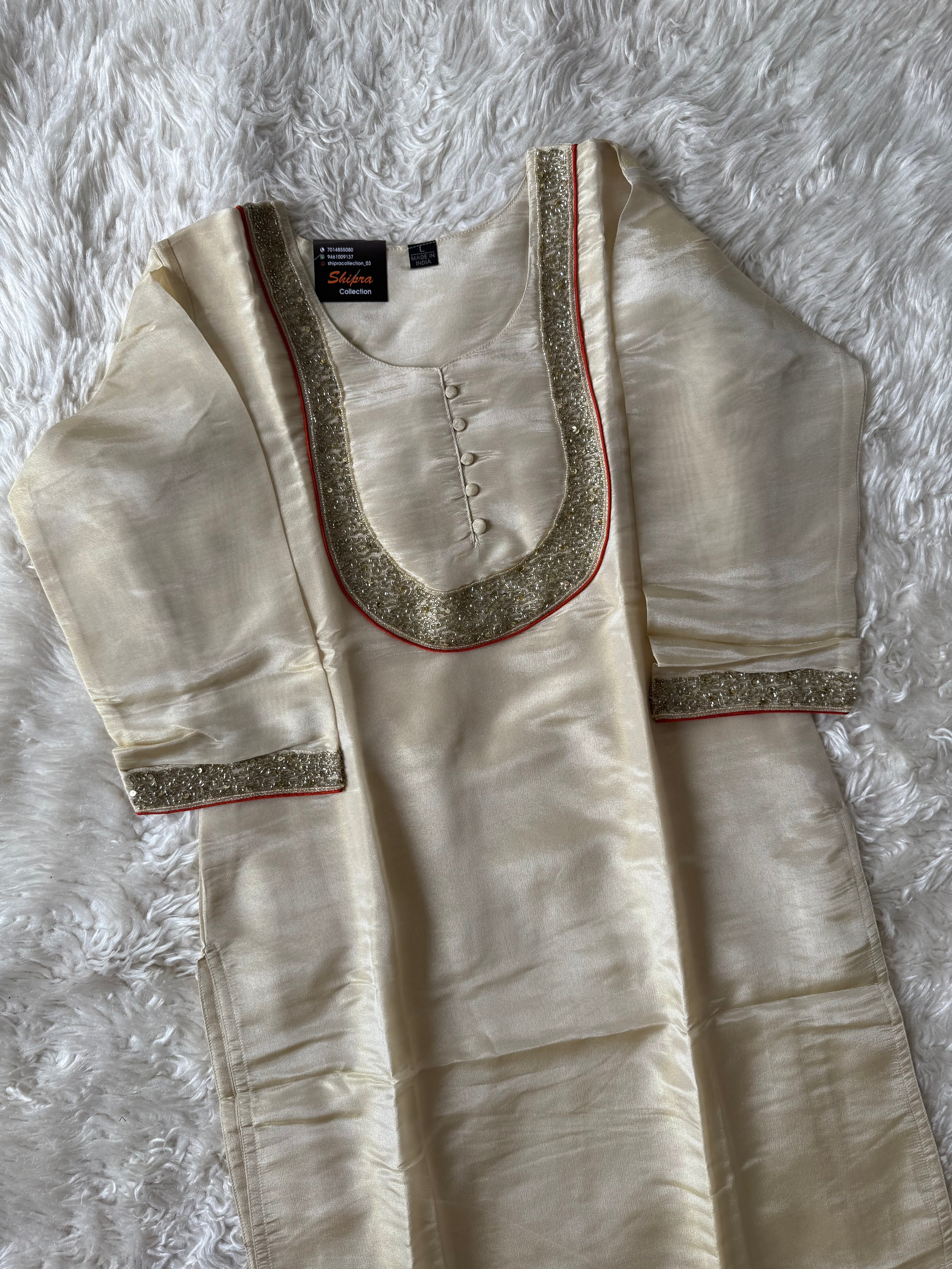 Tissue Shimmer Kurti Pant Dupatta Set