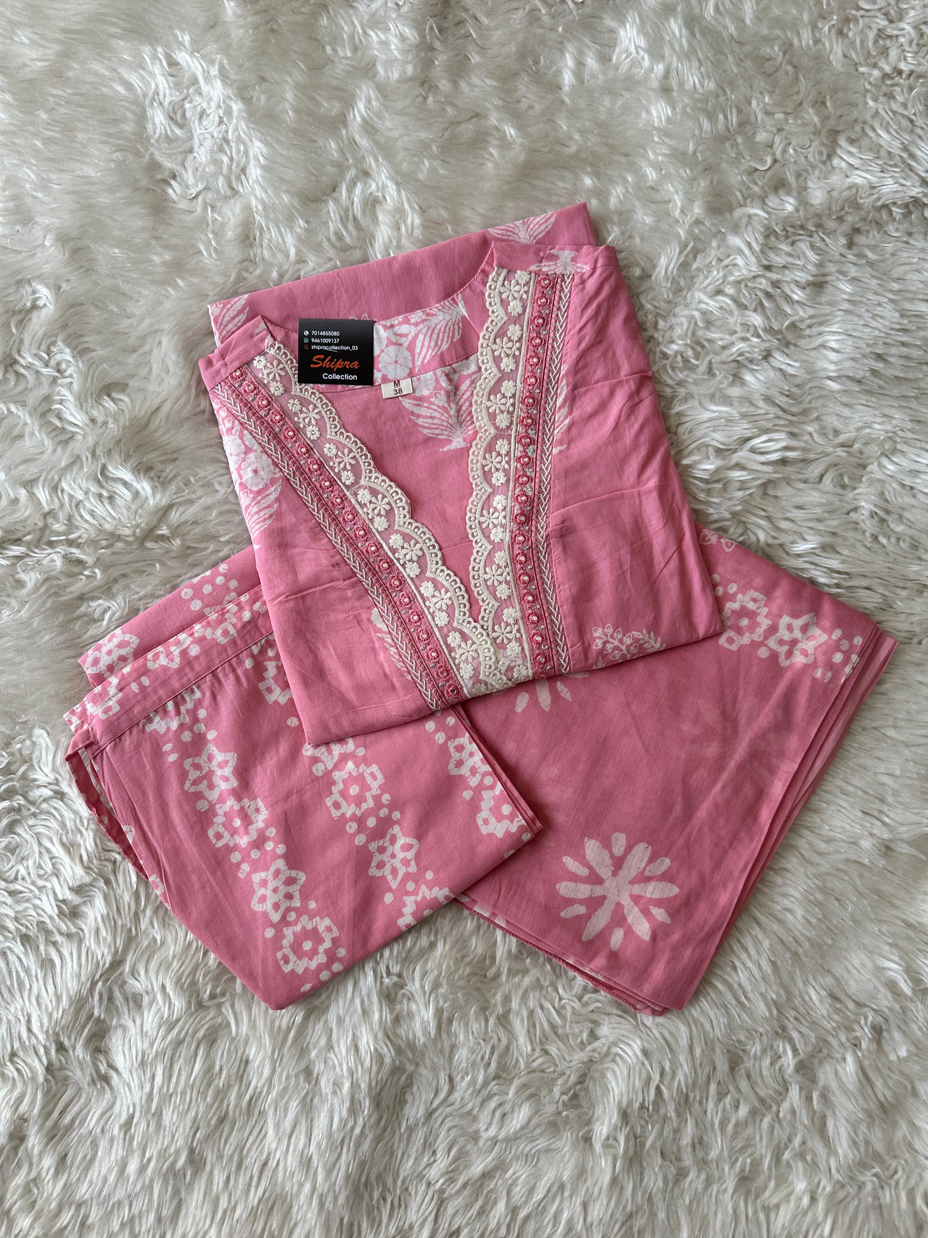 Mul Cotton Lace Details Set