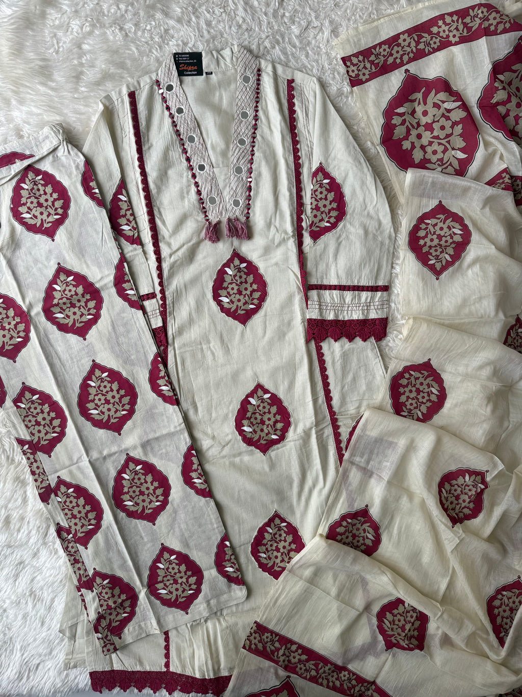 Premium Cotton Aline Kurti Plazo Dupatta Set