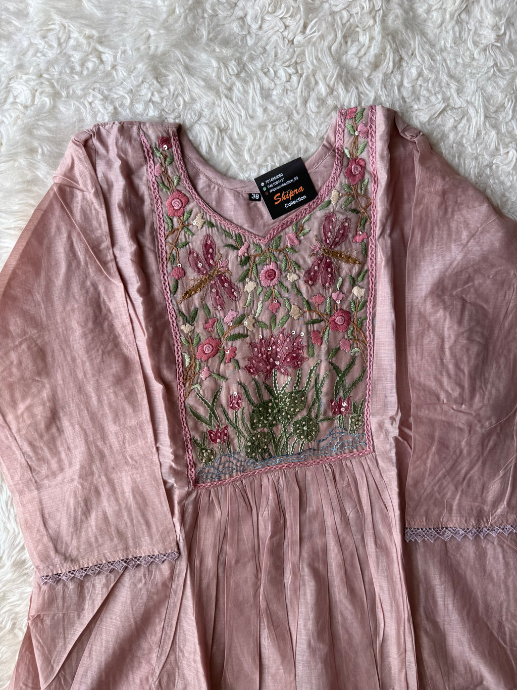 Mul Chanderi Kurti Pant Dupatta Set