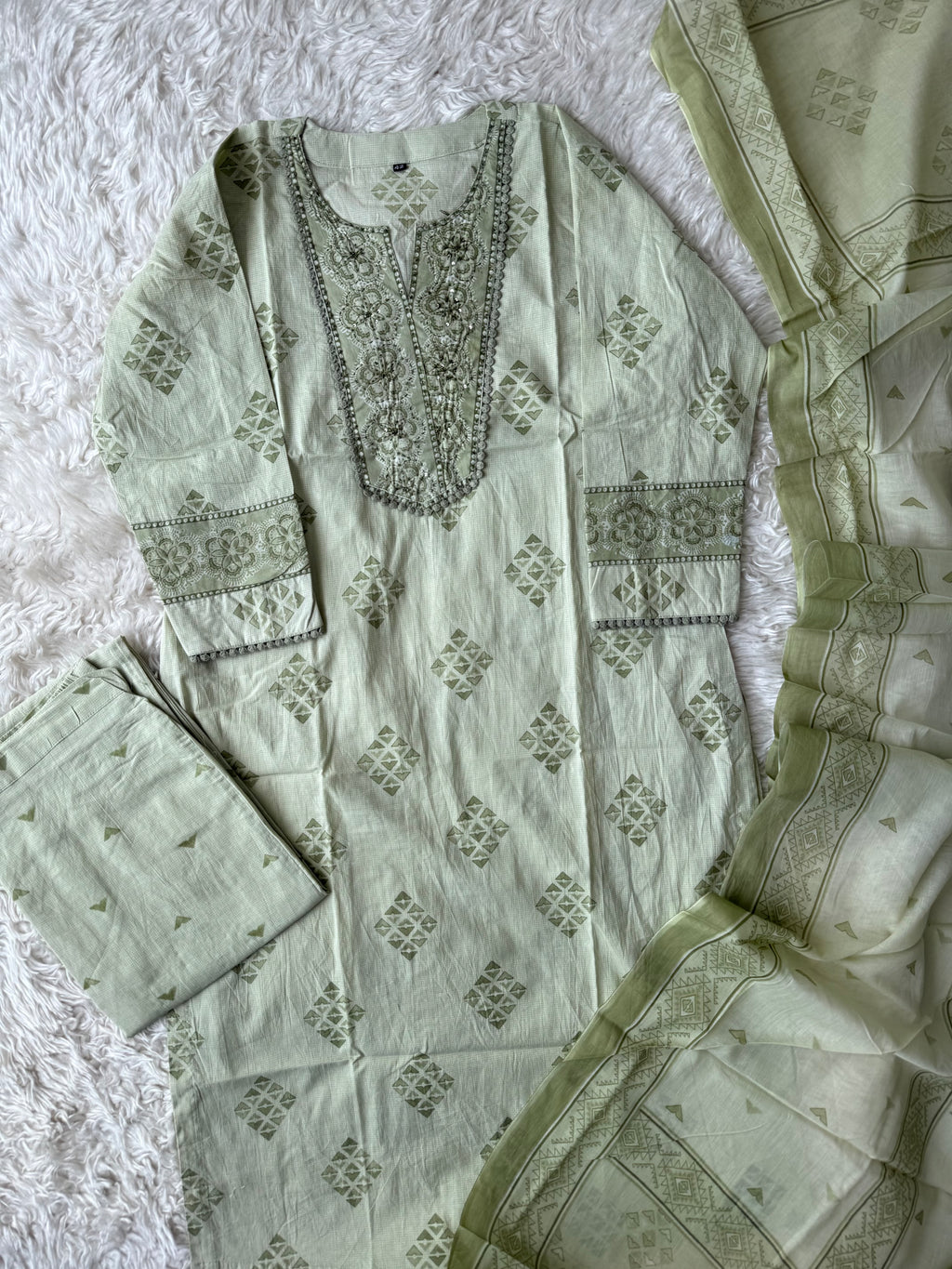 Premium Cotton Kurti Pant Dupatta Set