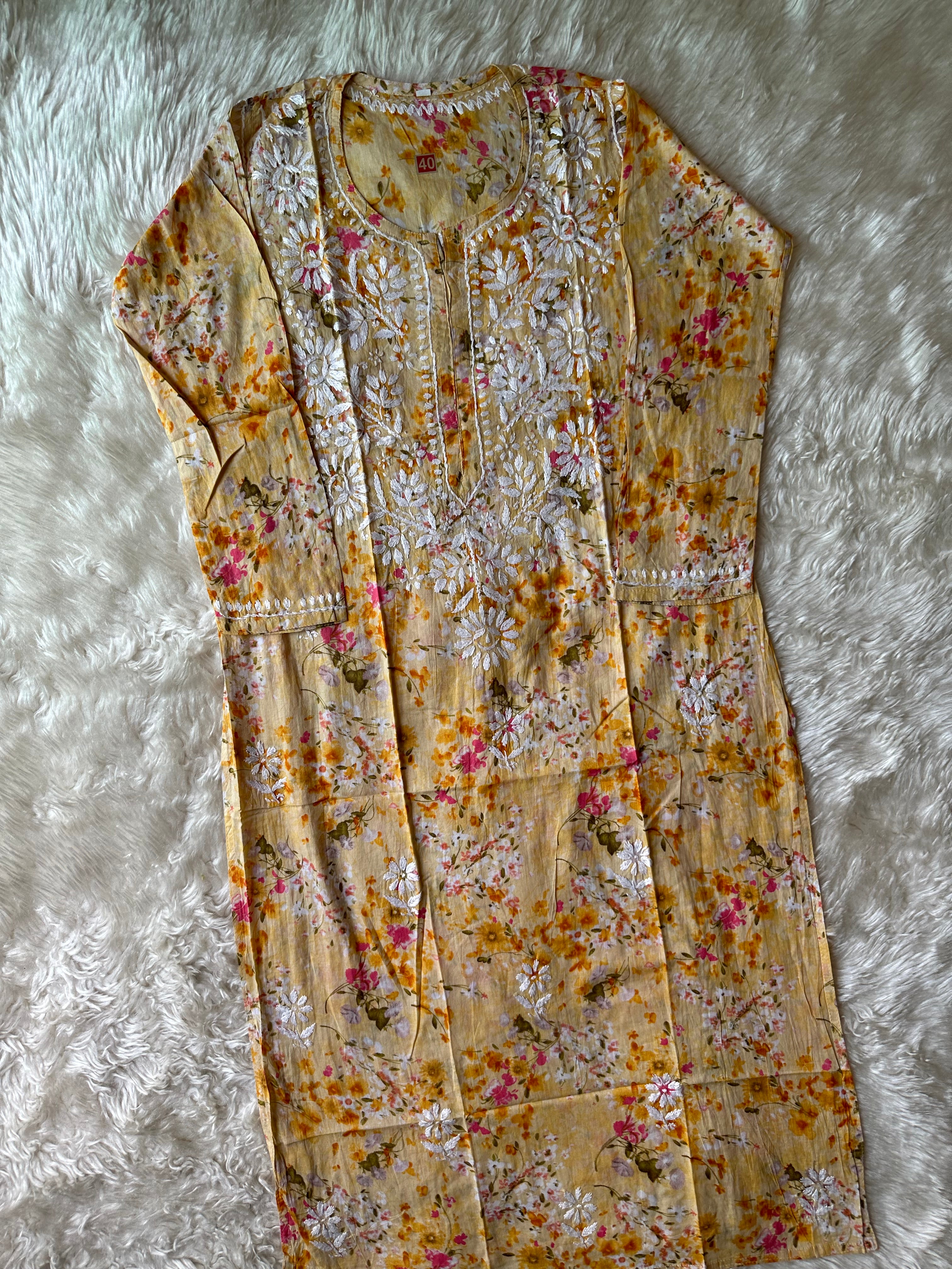 Mul Cotton Chikankari kurti