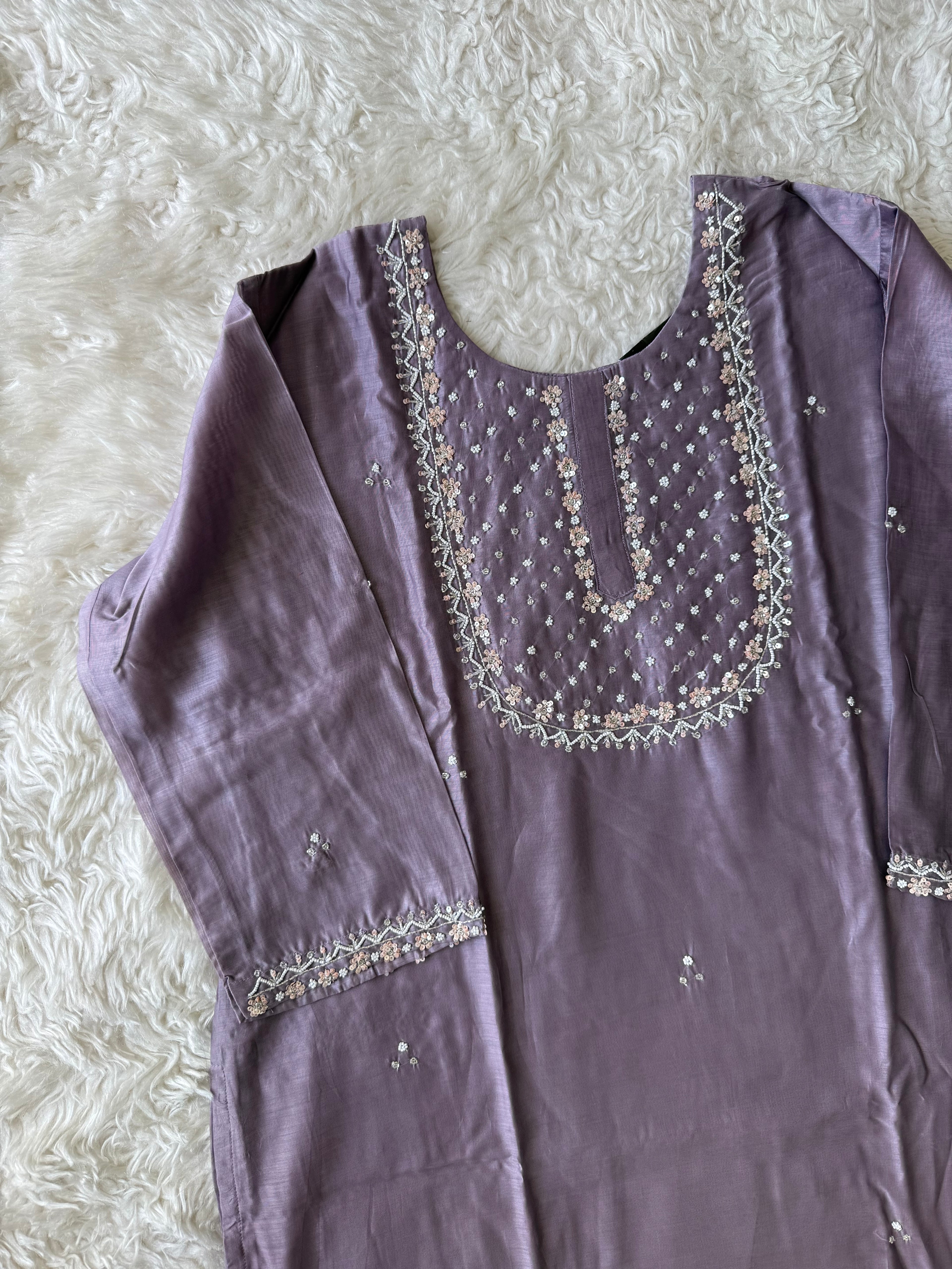 “Plus Size” Pure Chanderi Silk Kurti Pant Dupatta Set