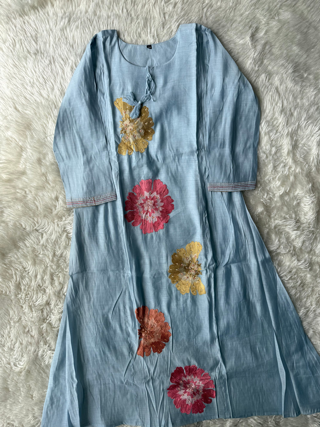 Mul Chanderi Kurti Pant Dupatta Set