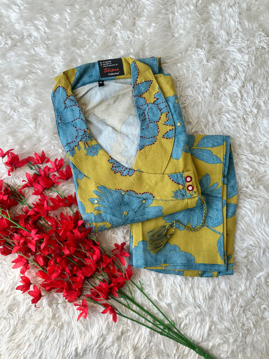 Khadi Cotton Kurti Plazo Set