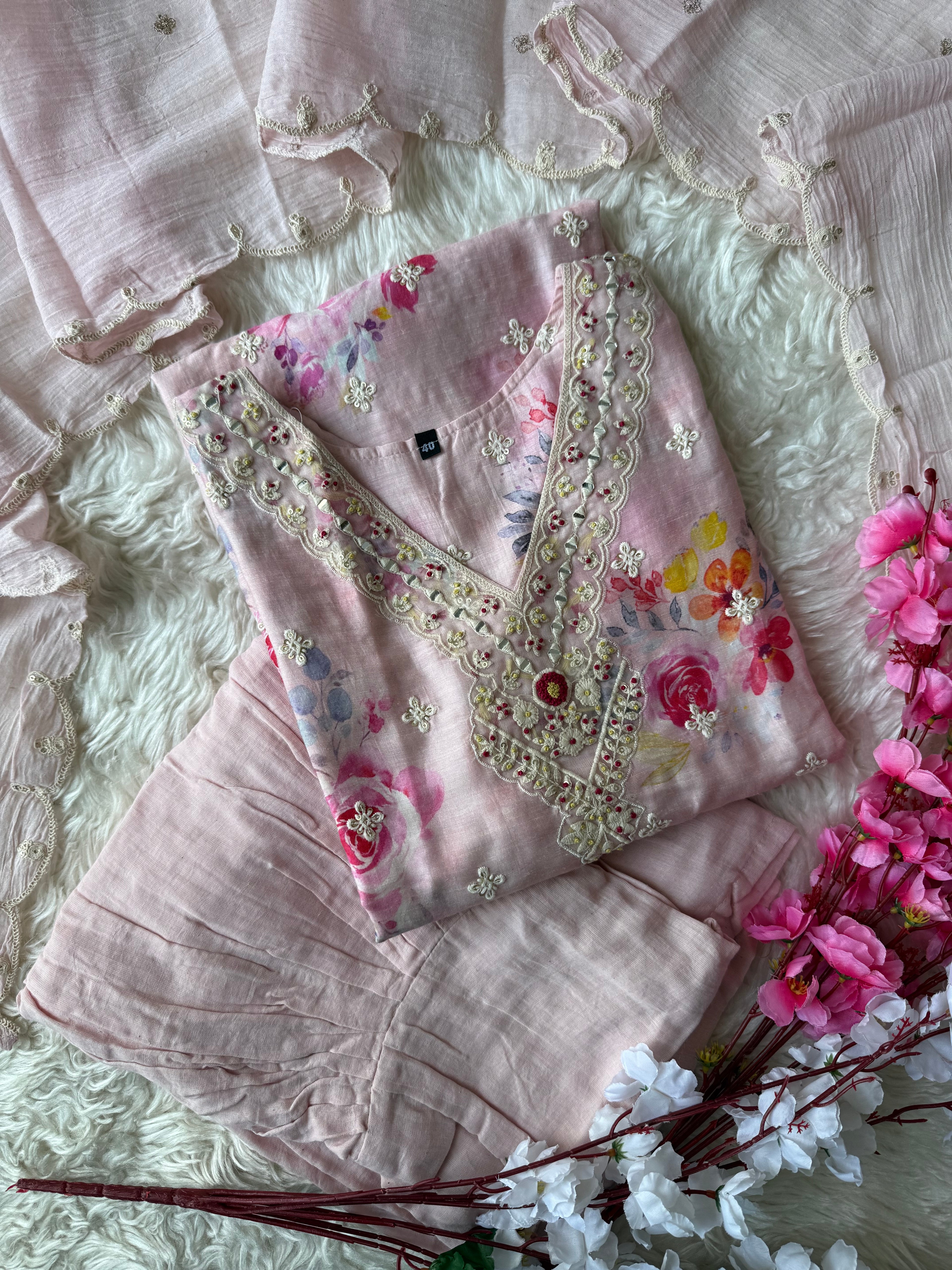 Mul Cotton Kurti Sharara Dupatta Set