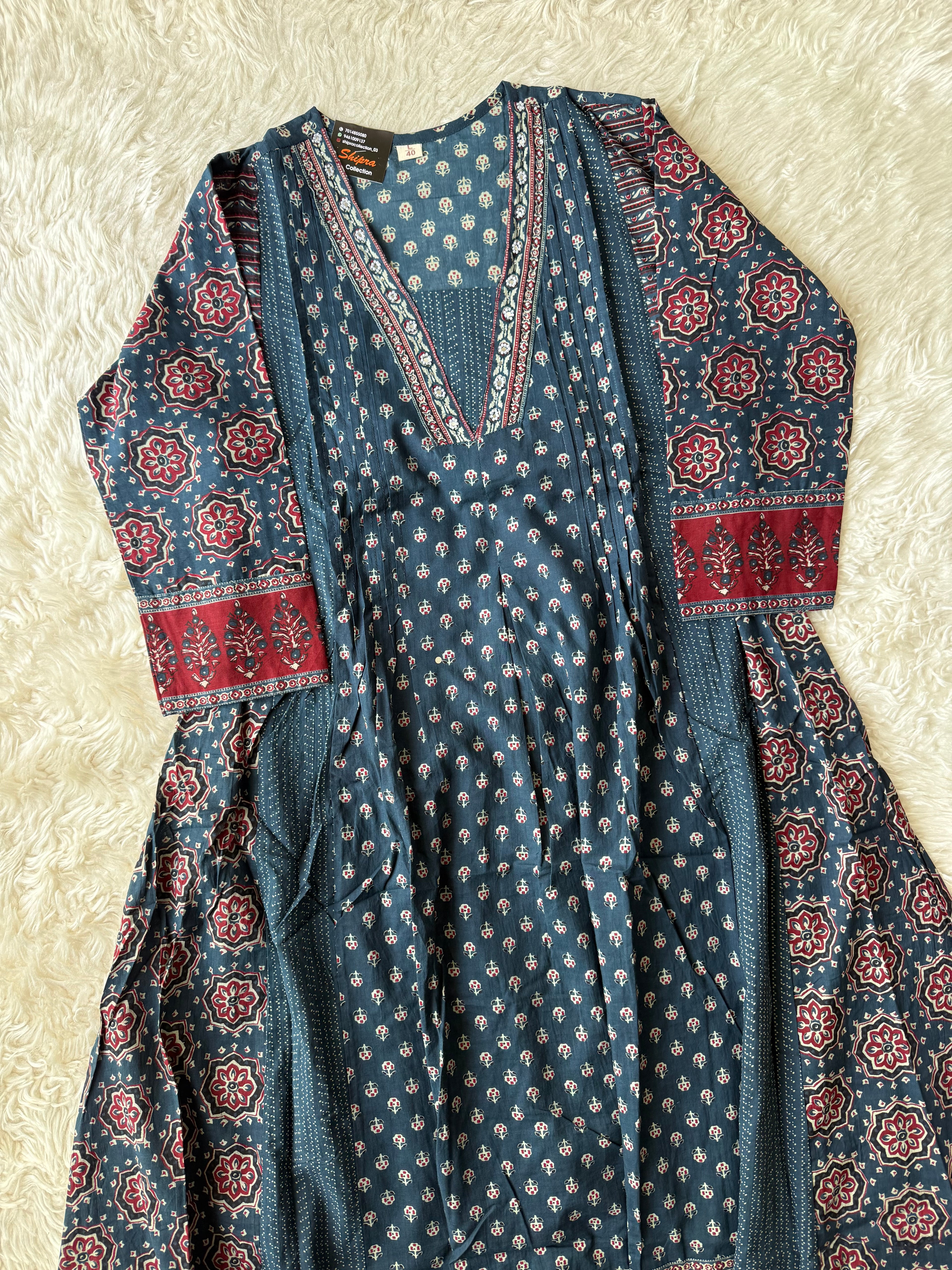 Premium Cotton Kurti plazo Dupatta Set