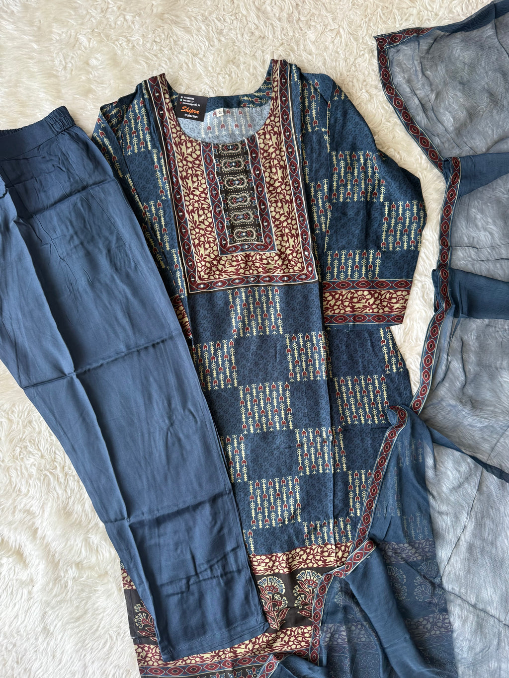 Premium Muslin Silk Kurti Pant Dupatta Set