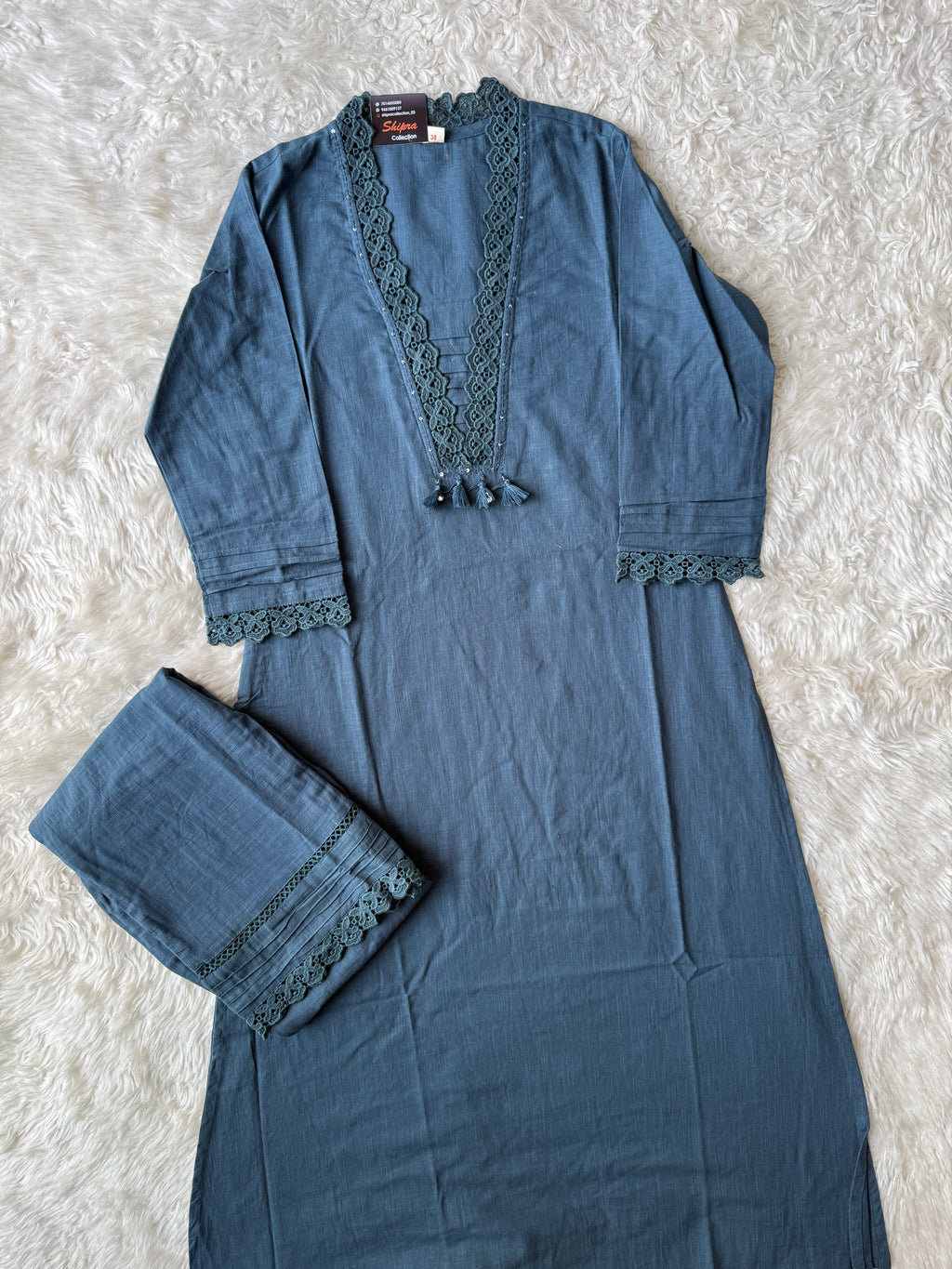 Khadi Cotton Kurti Pant Set
