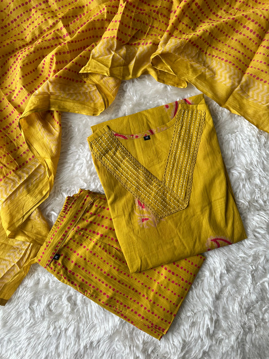Budget Friendly Kurti Pant Dupatta Set