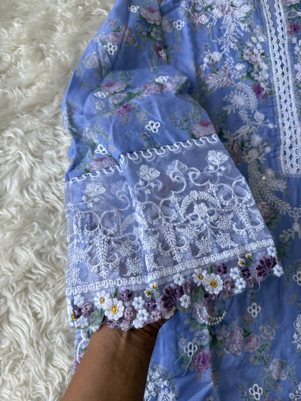Mul Cotton Thread Work Farshi Salwar Set