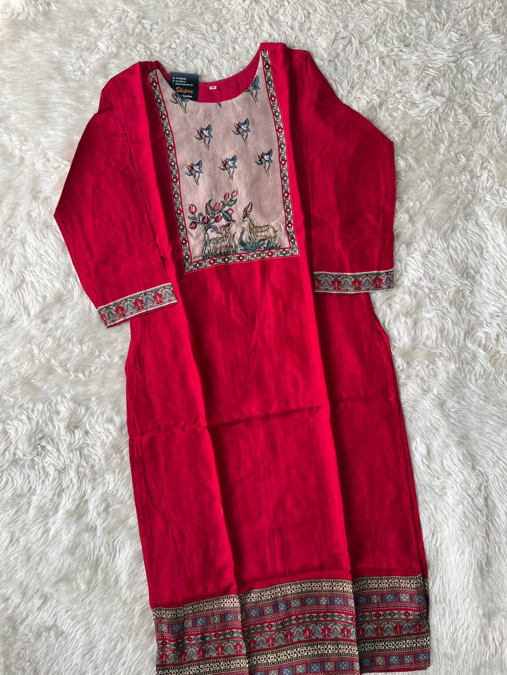 Russian Silk Kurti Pant Dupatta Set