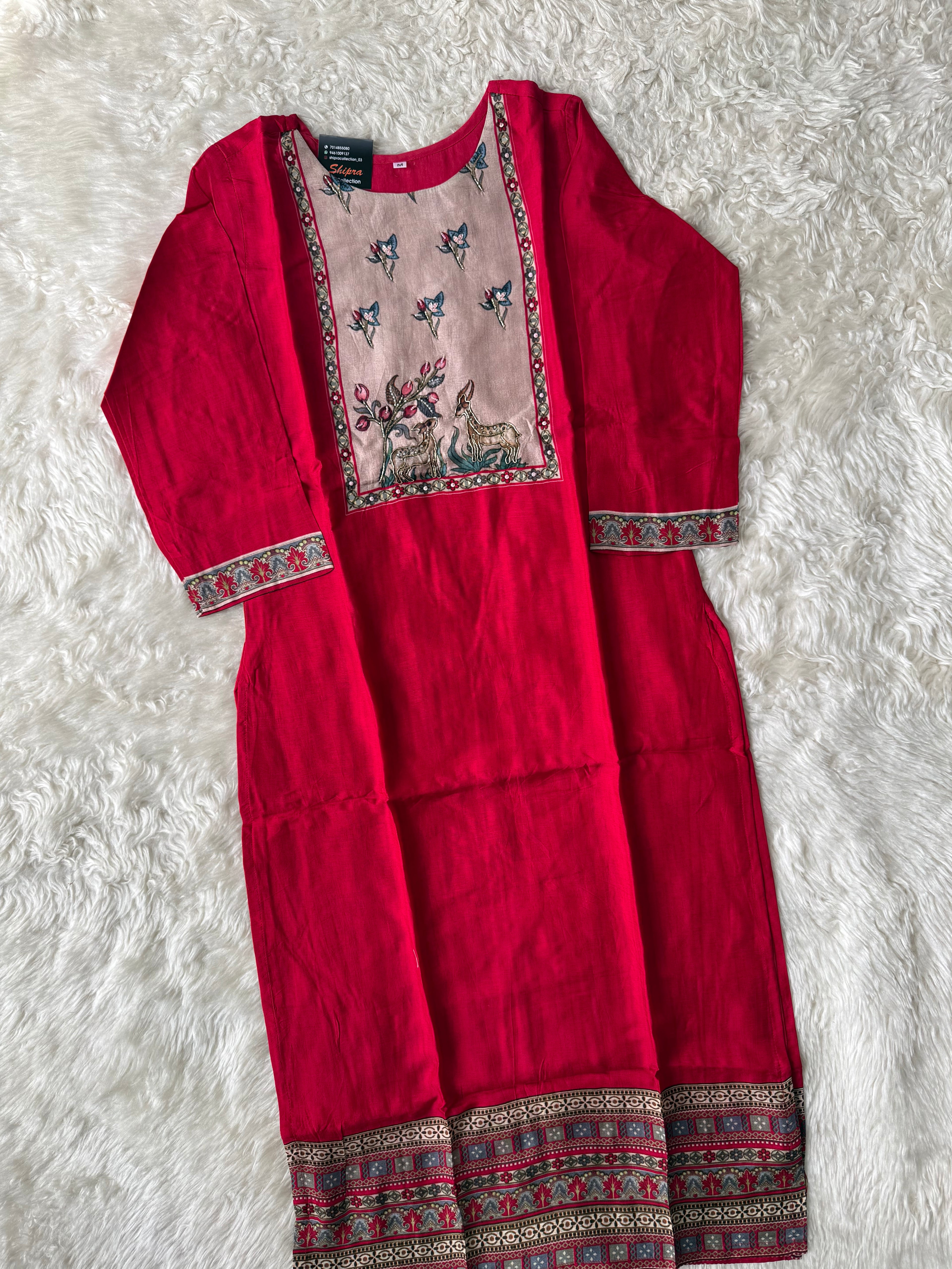 Russian Silk Kurti Pant Dupatta Set