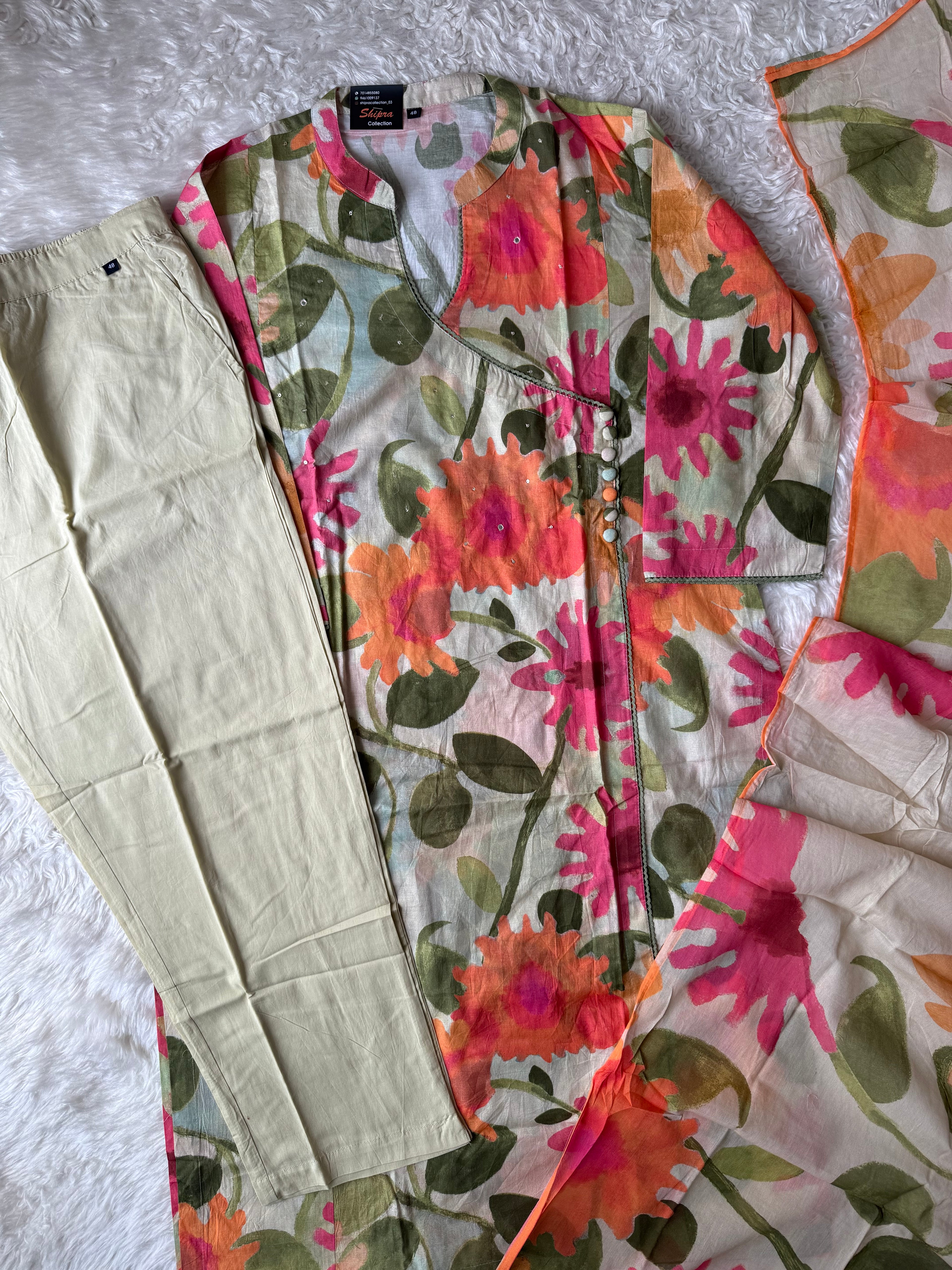 Premium Cotton Kurti Pant Dupatta Set