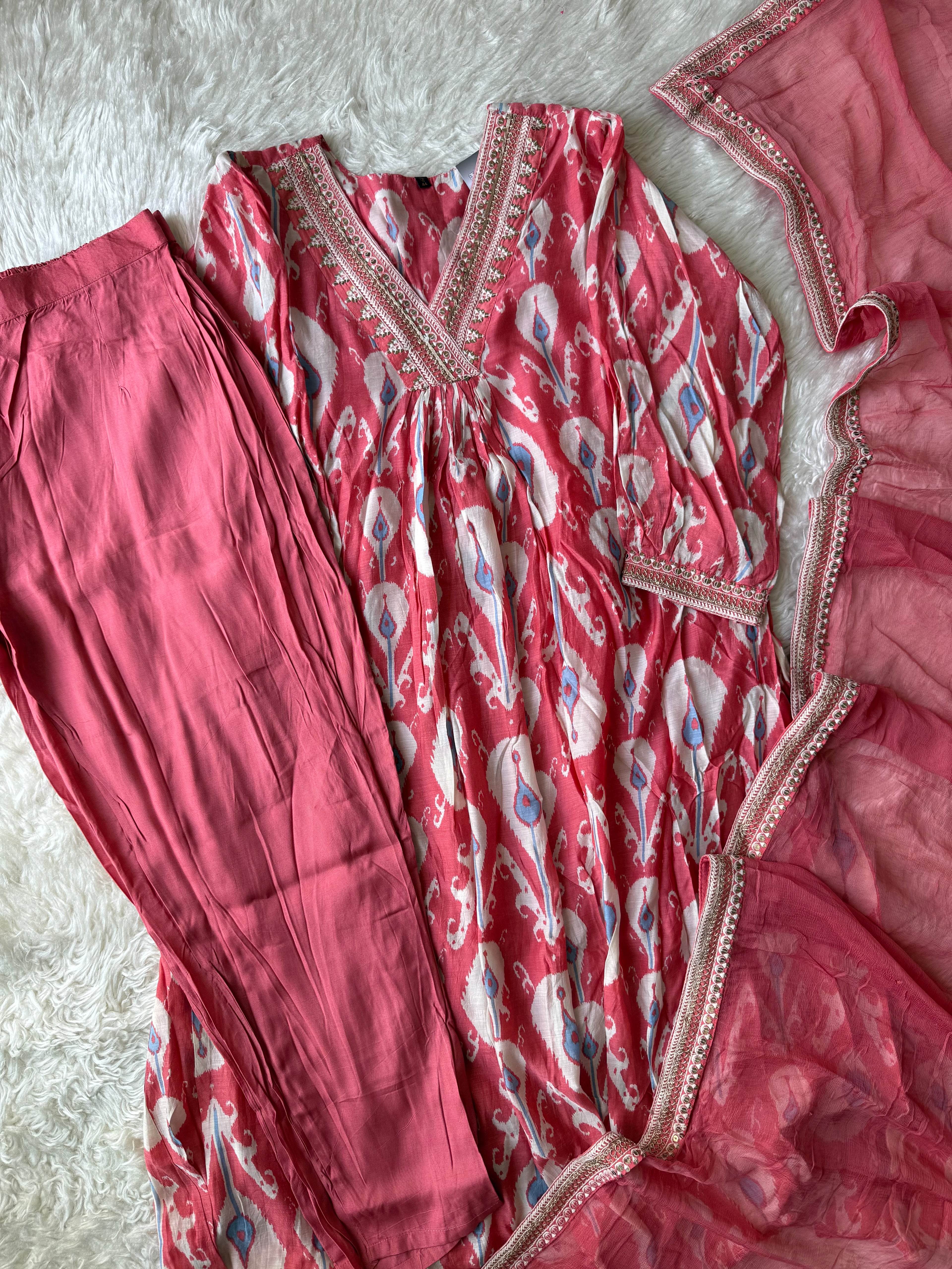 Butter Silk Kurti Pant Dupatta Set