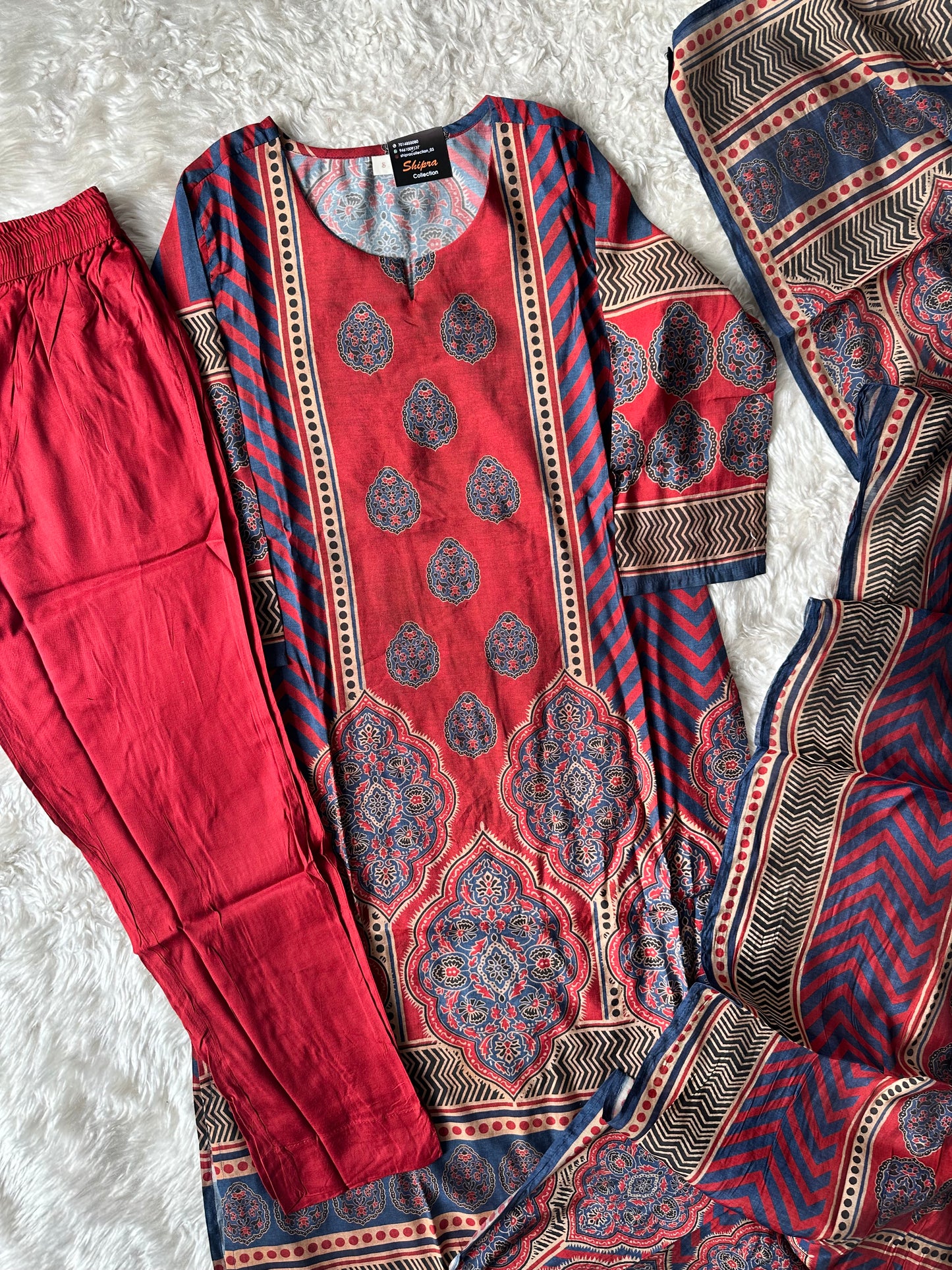 Pure Muslin Silk Kurti Pant Dupatta Set