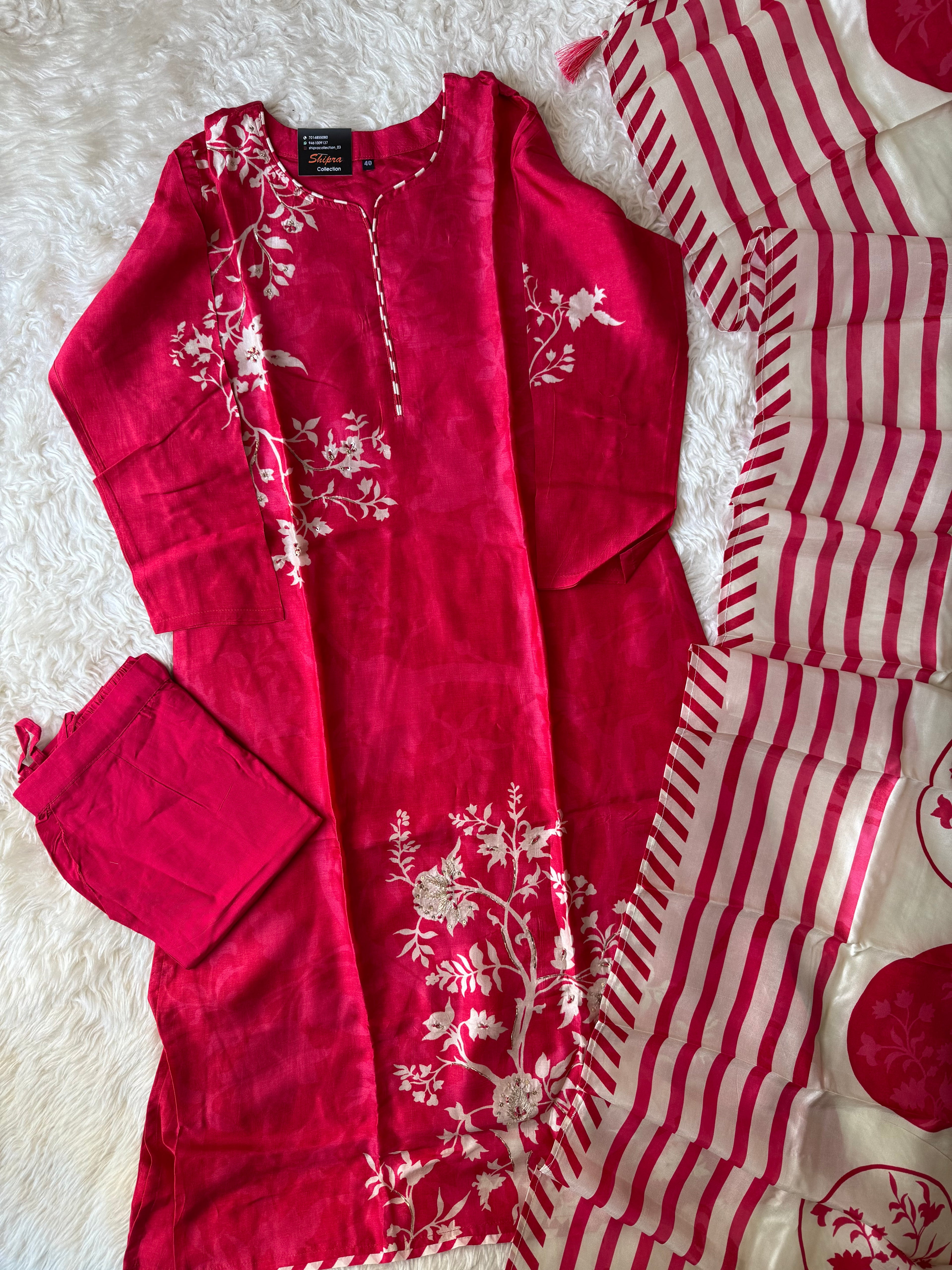 Tussar Silk Kurti Pant Dupatta Set