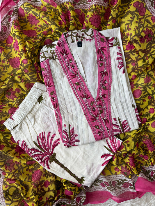 Budget Friendly Flare Kurti Pant Dupatta Set