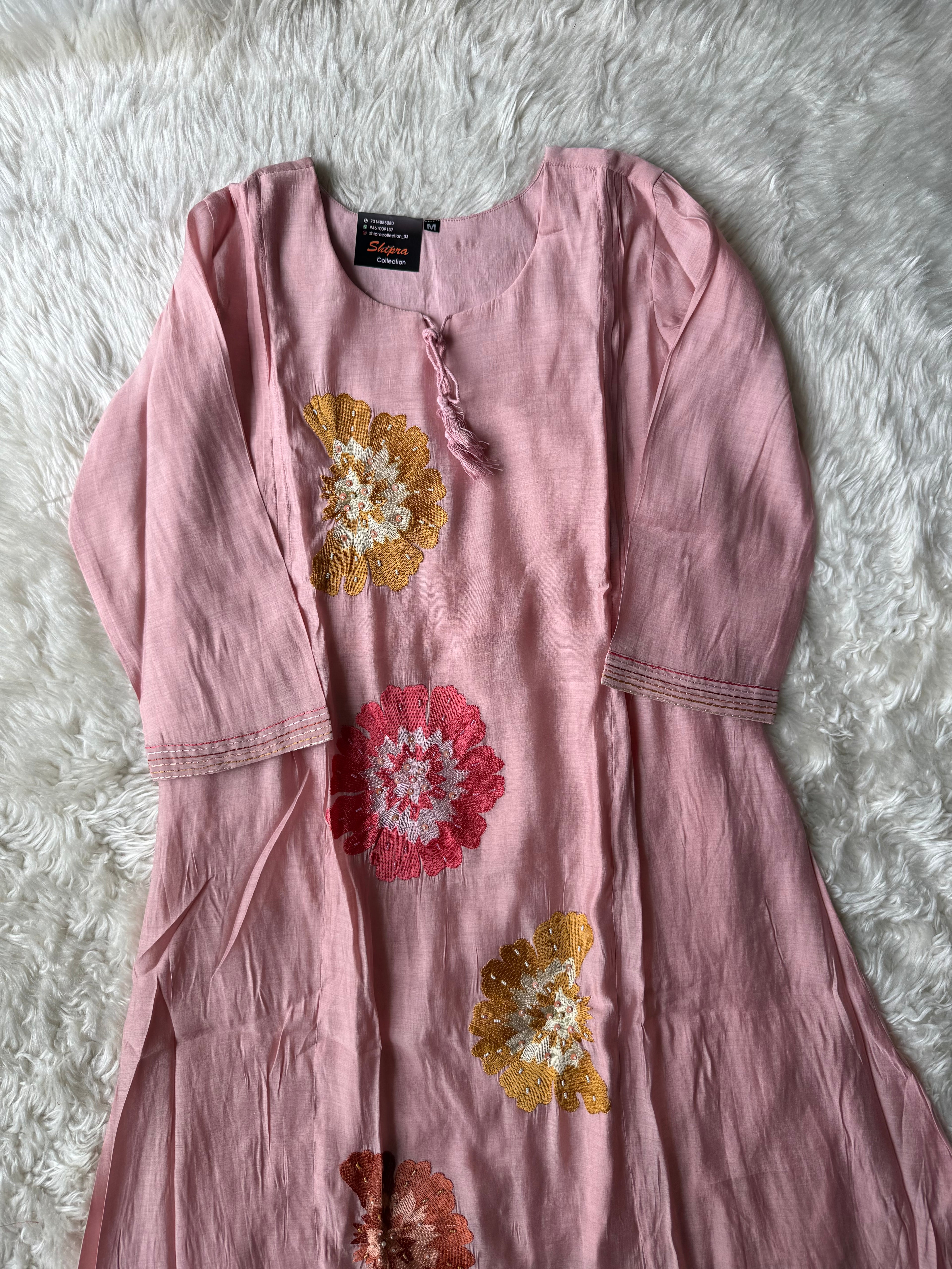 Mul Chanderi Kurti Pant Dupatta Set