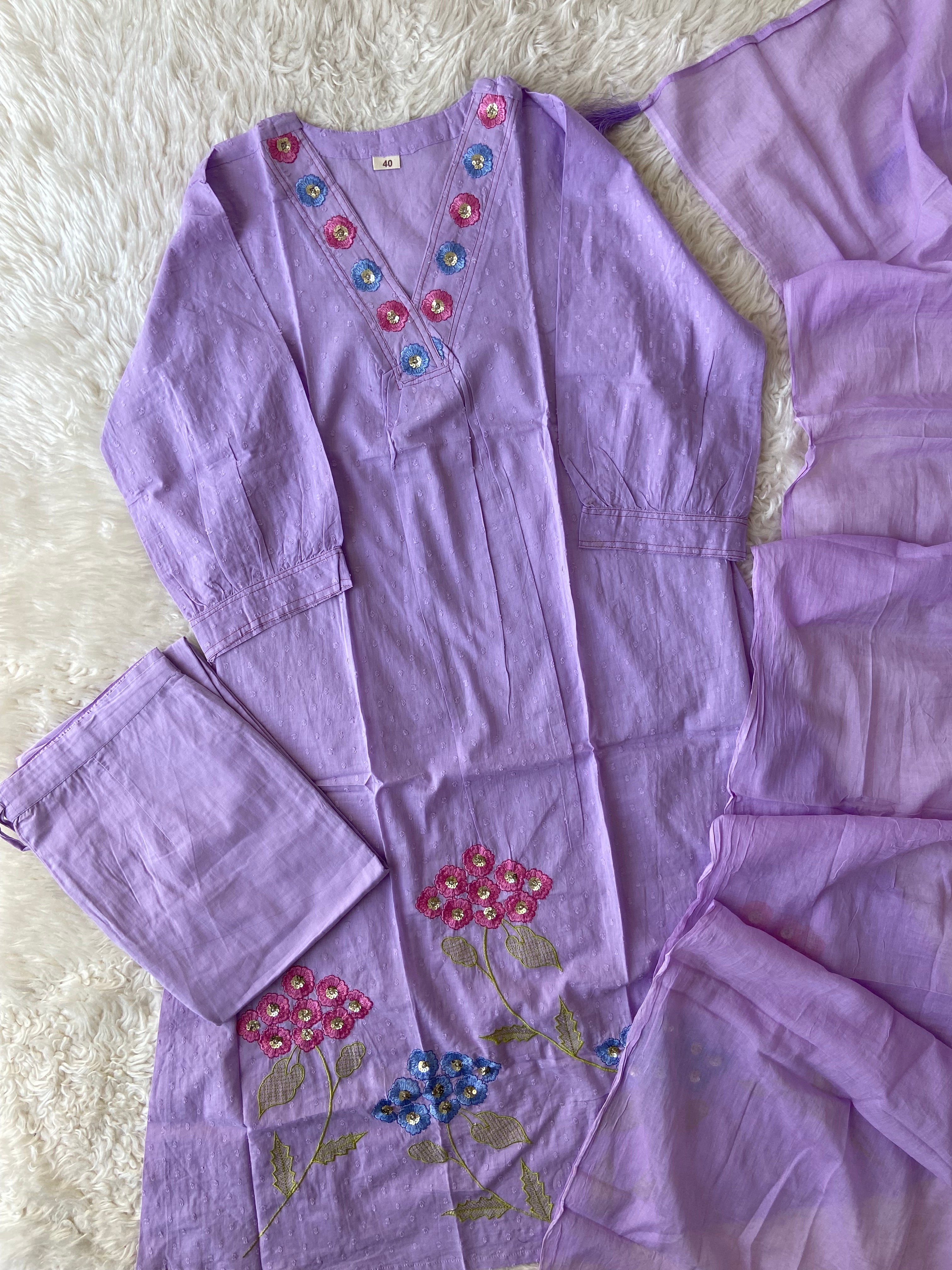 Mul Cotton Kurti Pant Dupatta Set