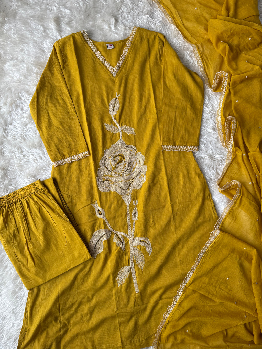 Premium Cotton Kurti Pant Dupatta Set