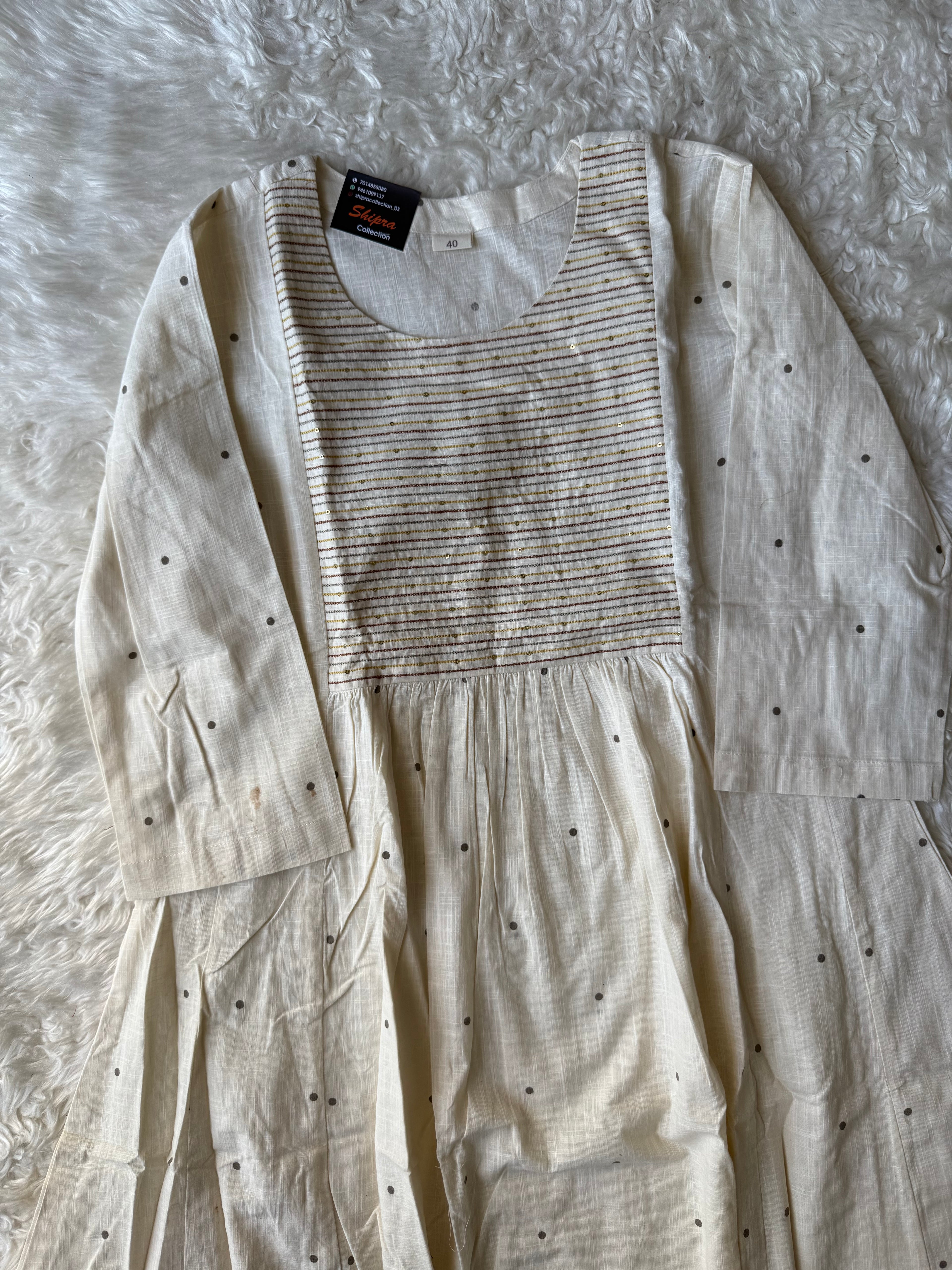 Slub Cotton Kurti Pant Dupatta Set