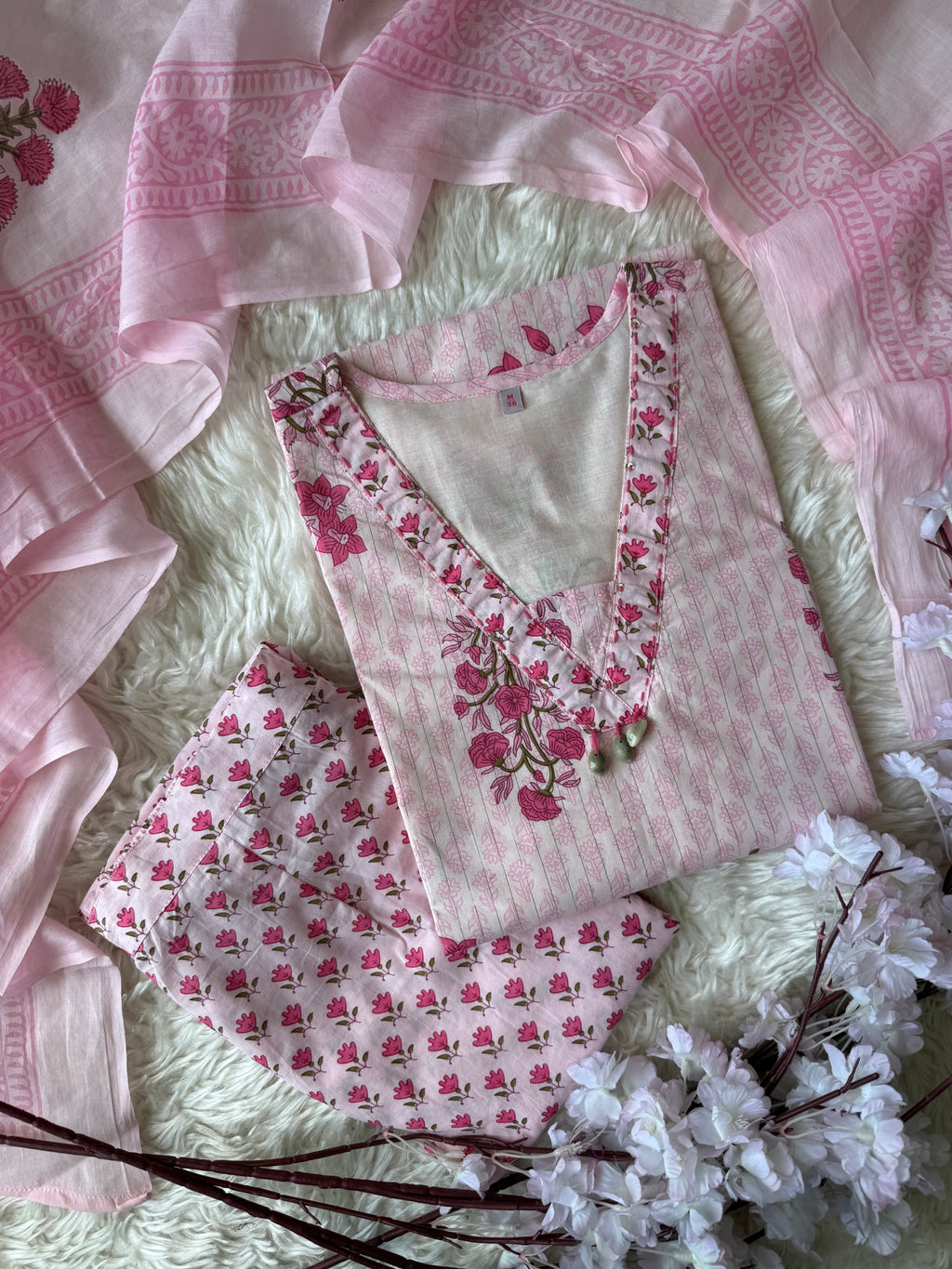 Premium Cotton Kurti Pant Dupatta Set