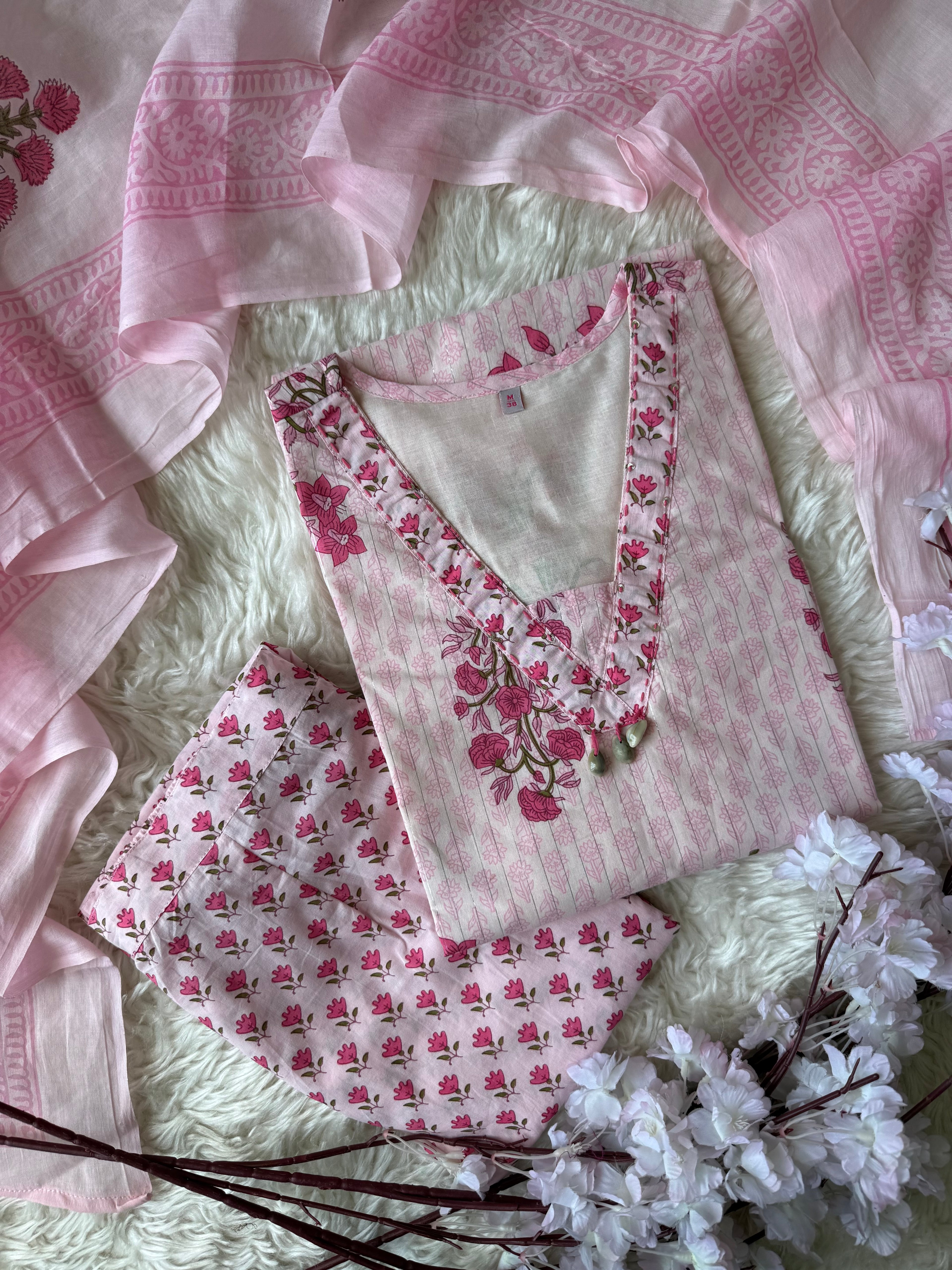 Premium Cotton Kurti Pant Dupatta Set