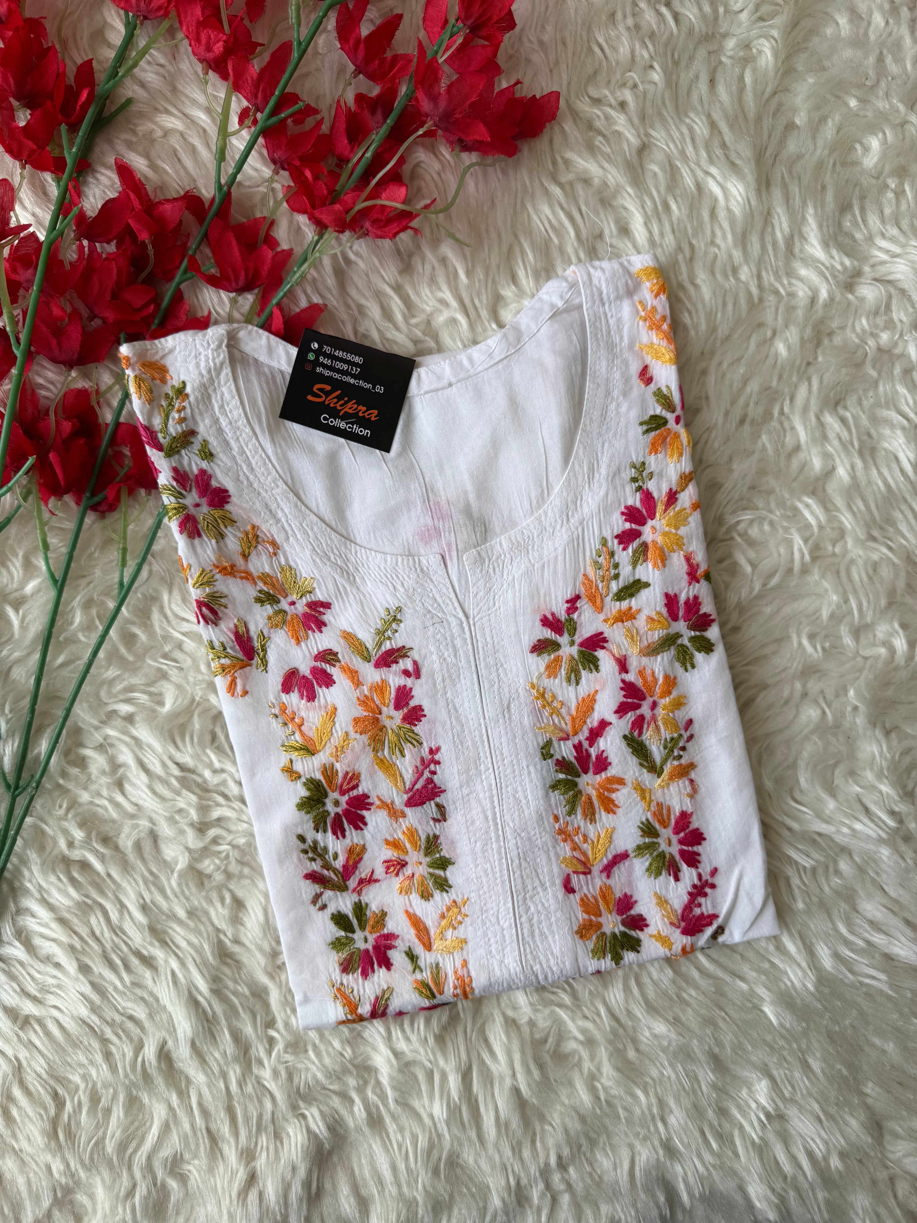 Mul Cotton Chikankari kurti
