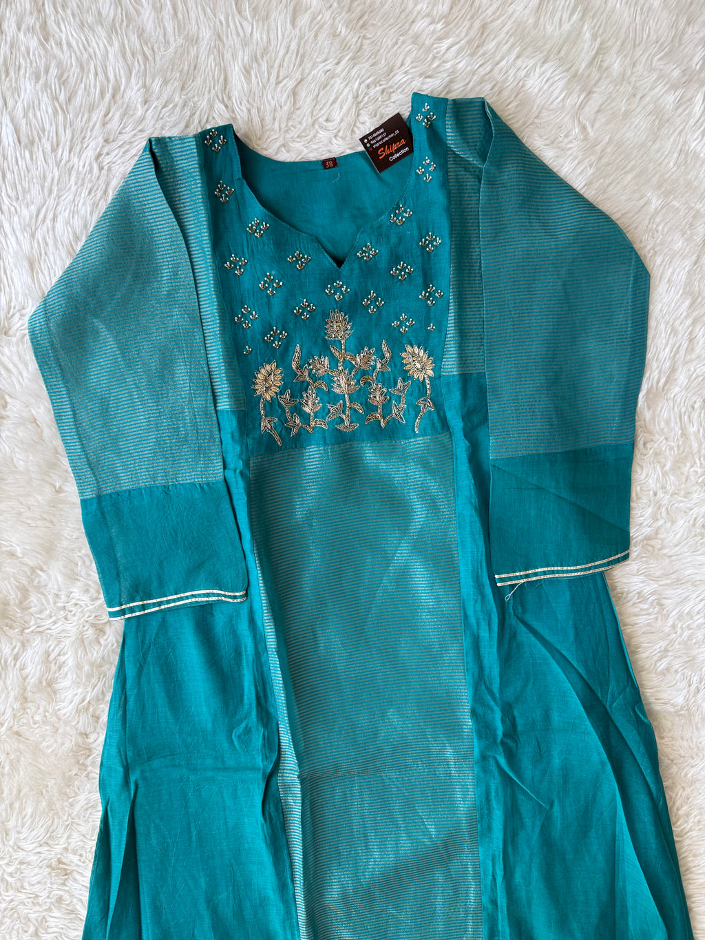 Mul Chanderi Kurti Pant Dupatta Set