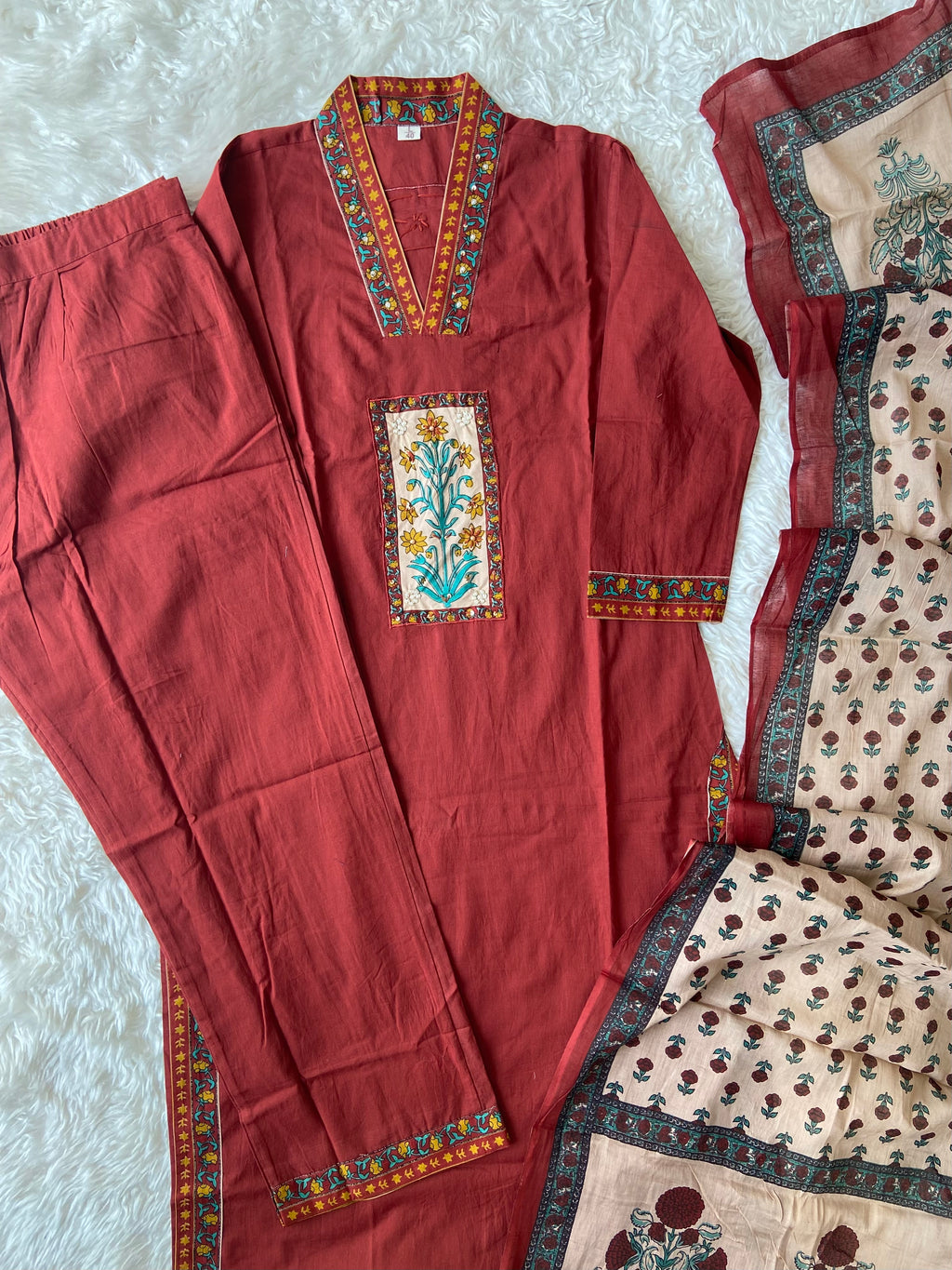 Premium Cotton Kurti Pant Dupatta Set