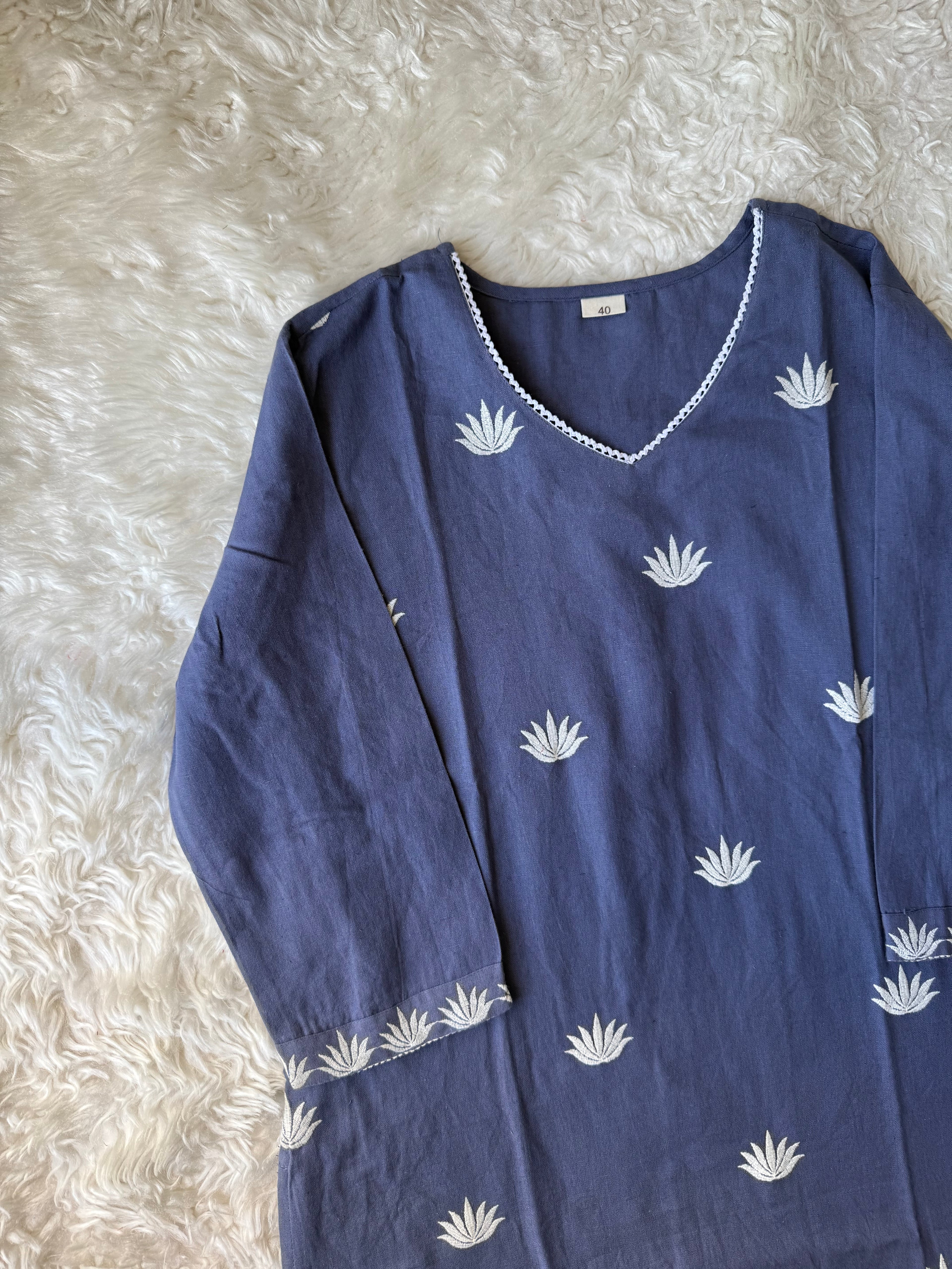 Khadi Cotton Kurti Pant Dupatta Set