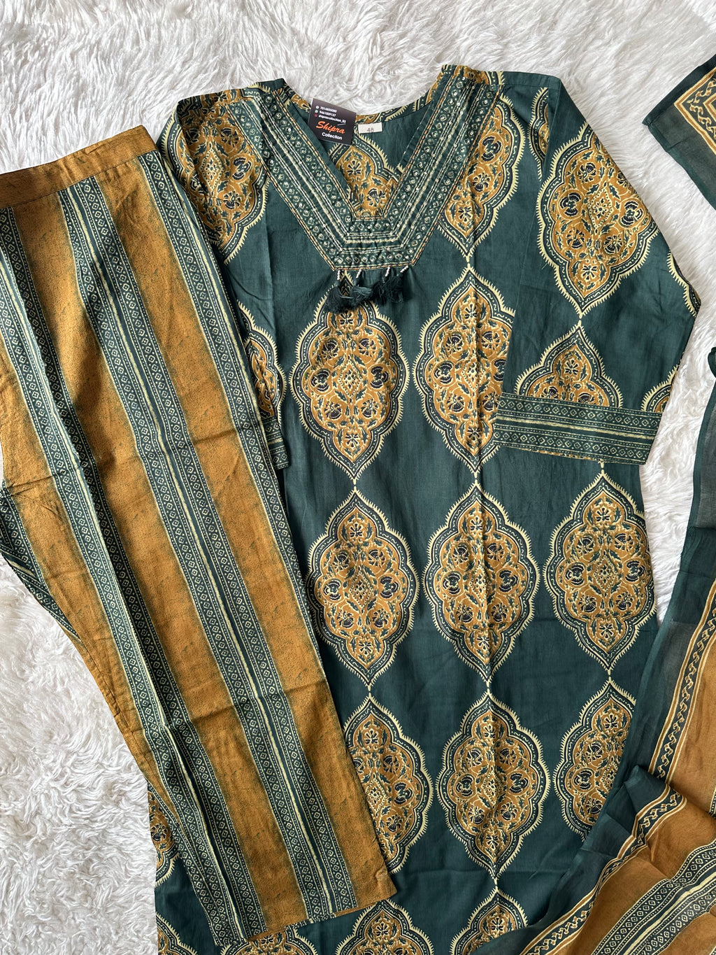 Breathable Cotton Kurti Pant Cotton Dupatta Set