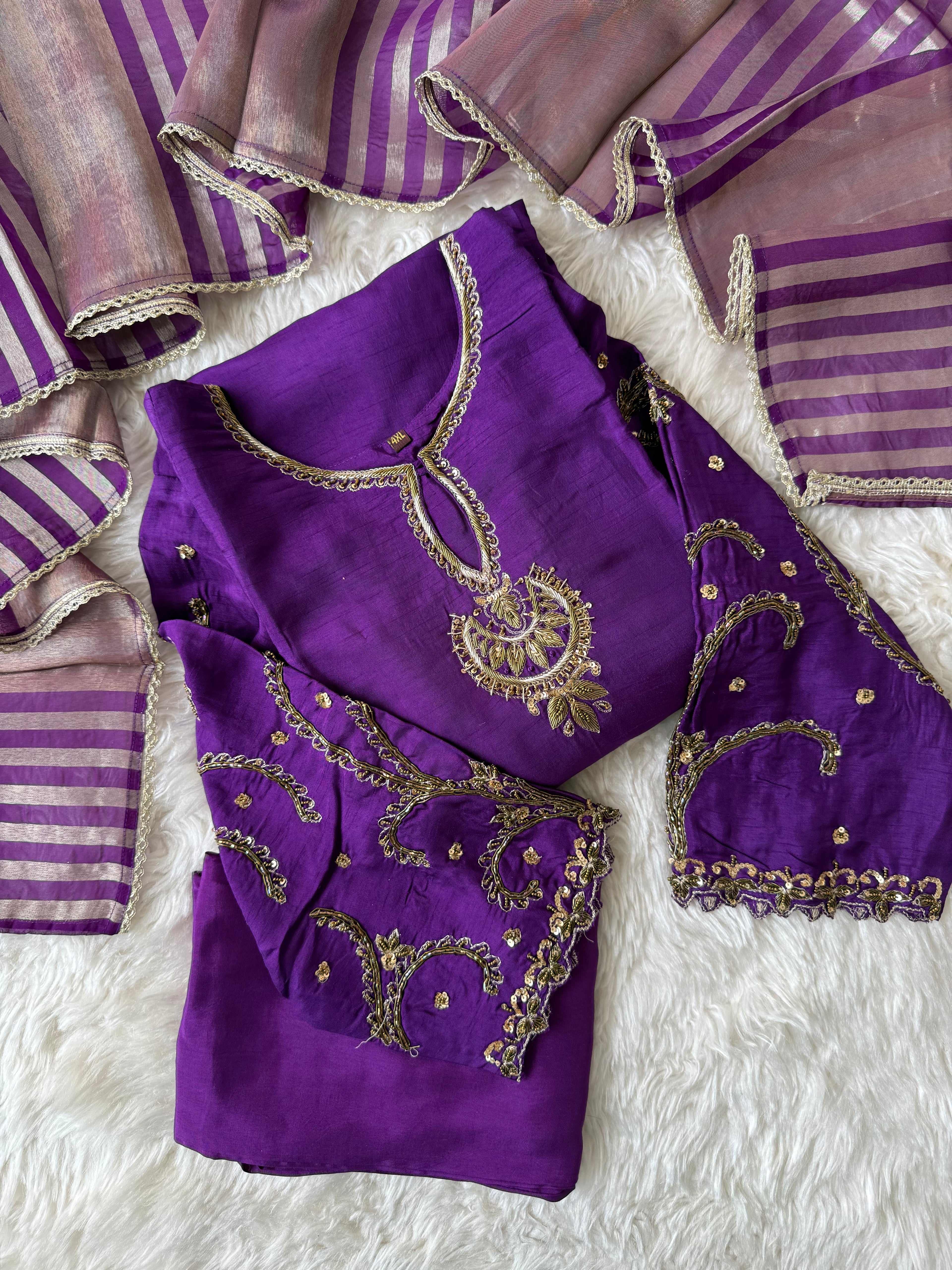 “Plus Size” Dola Silk Kurti Pant Dupatta Set