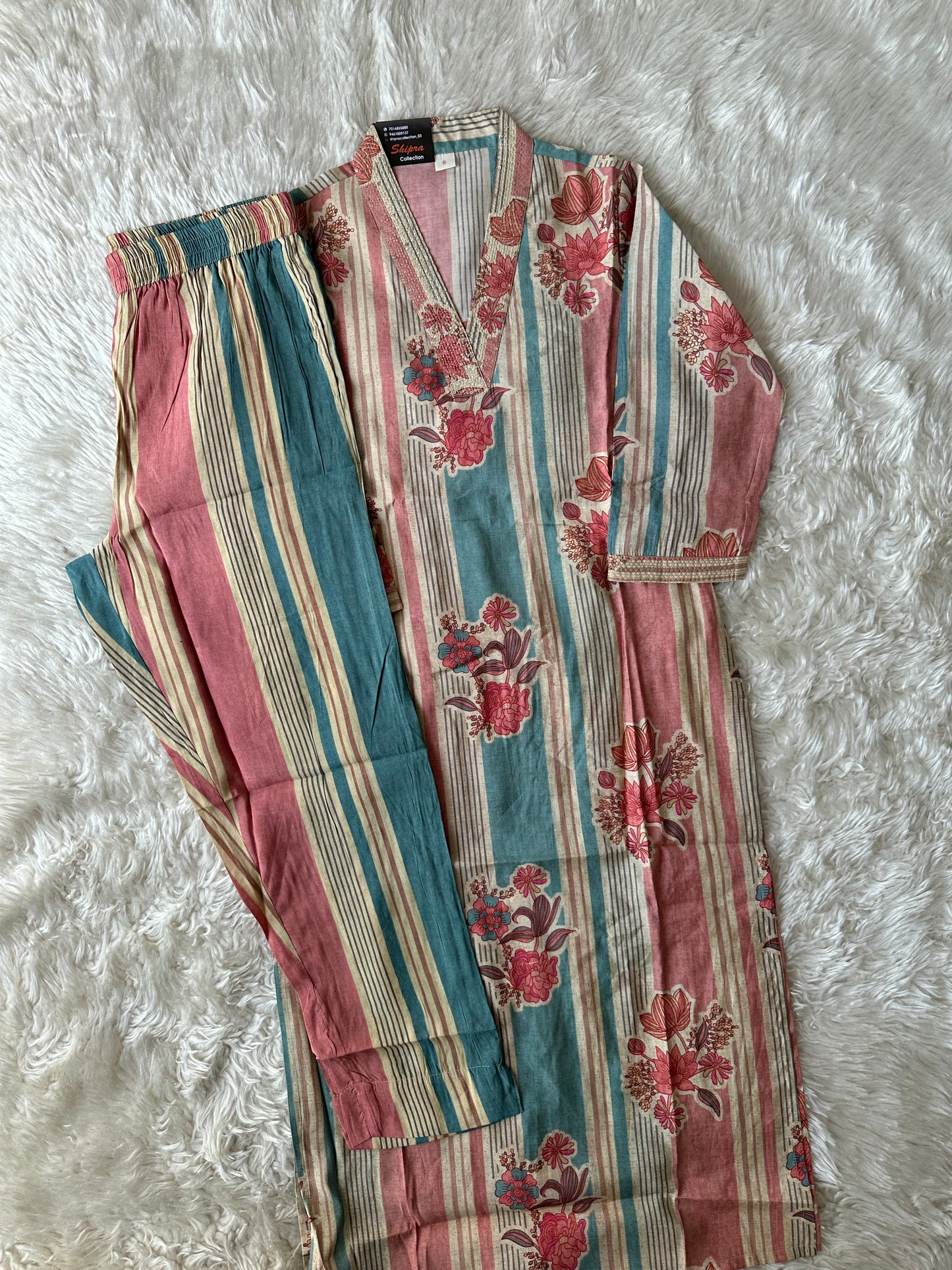 Pure Muslin Silk Kurti Pant Set