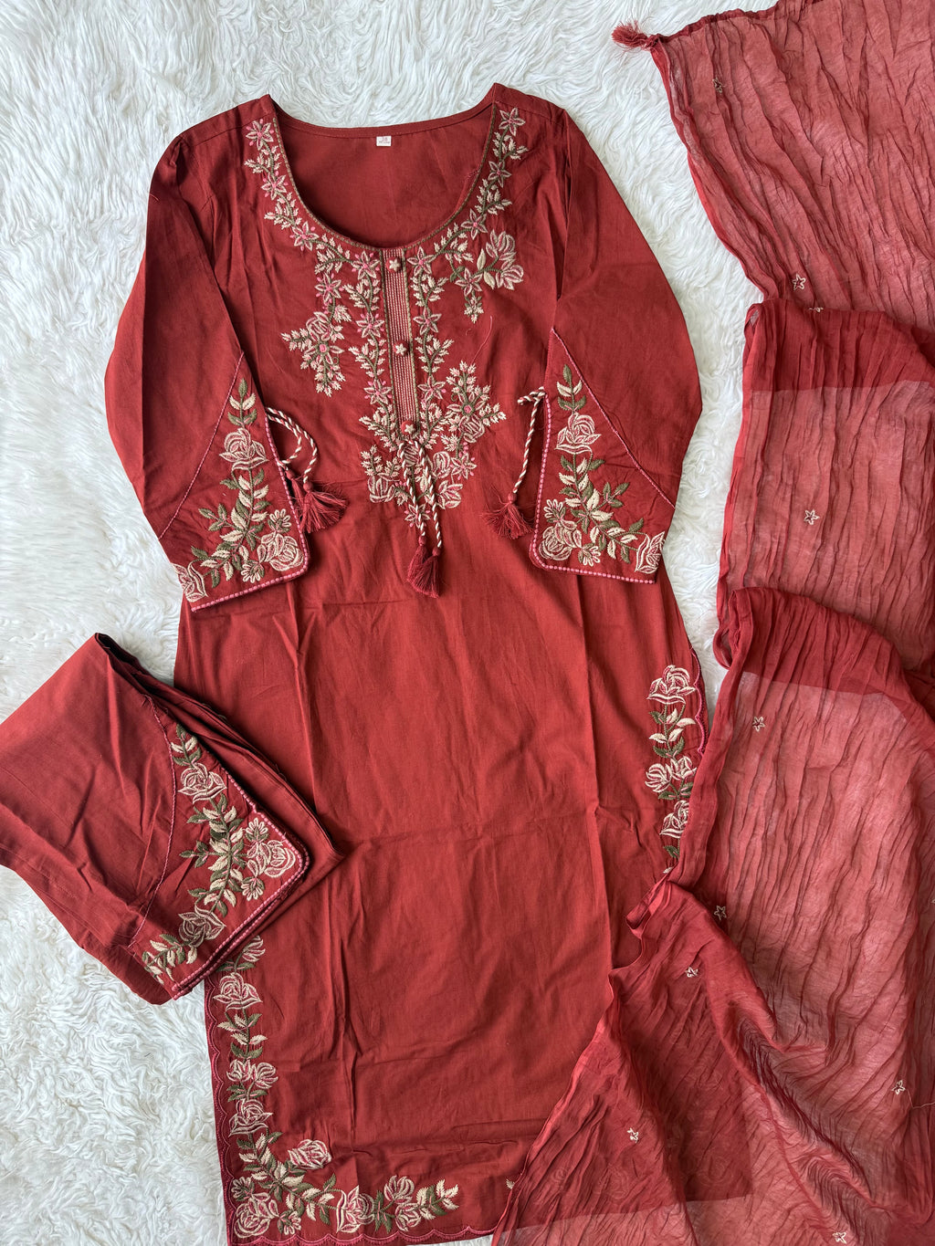 Premium Cotton Kurti Pant Dupatta Set