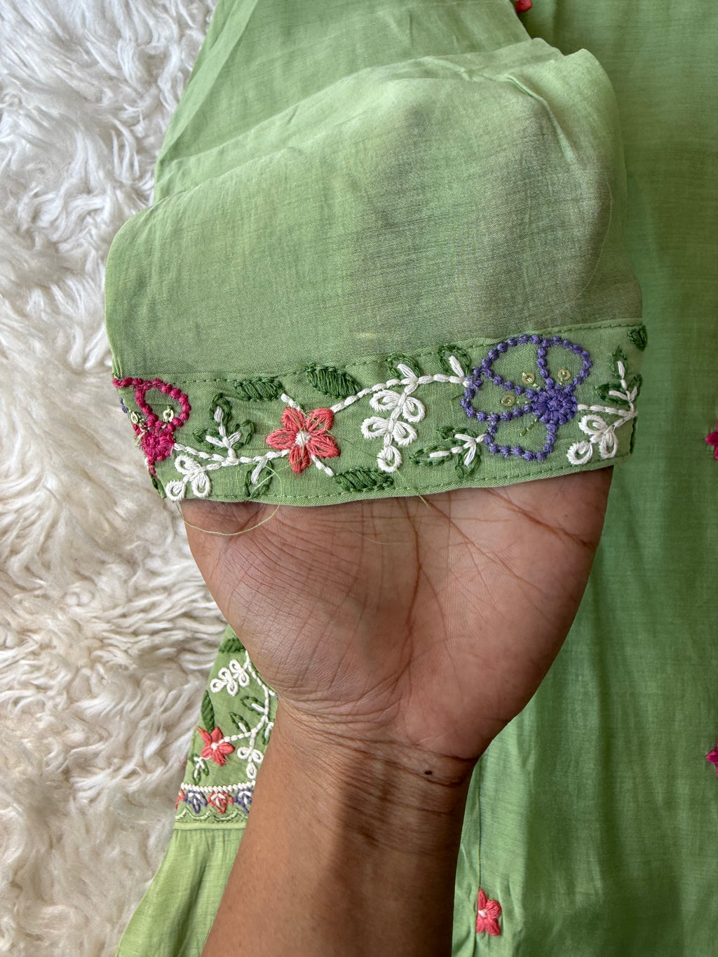 Mul Chanderi Kurti Pant Dupatta Set