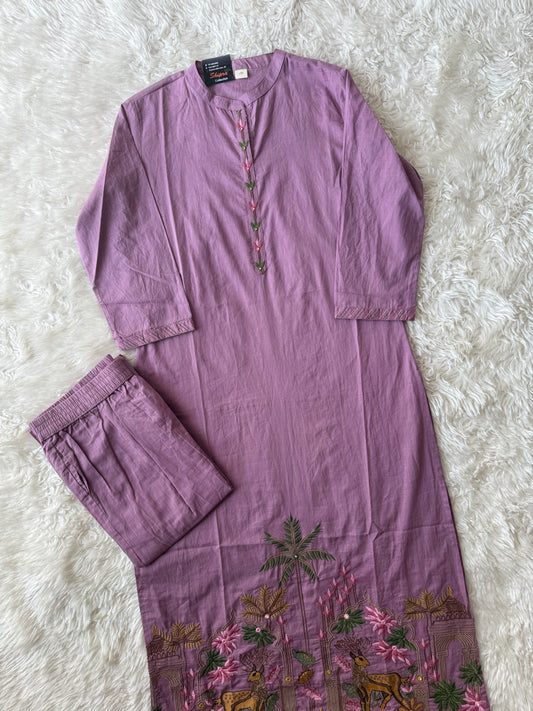 Pure Slub Cotton Kurti Pant Set