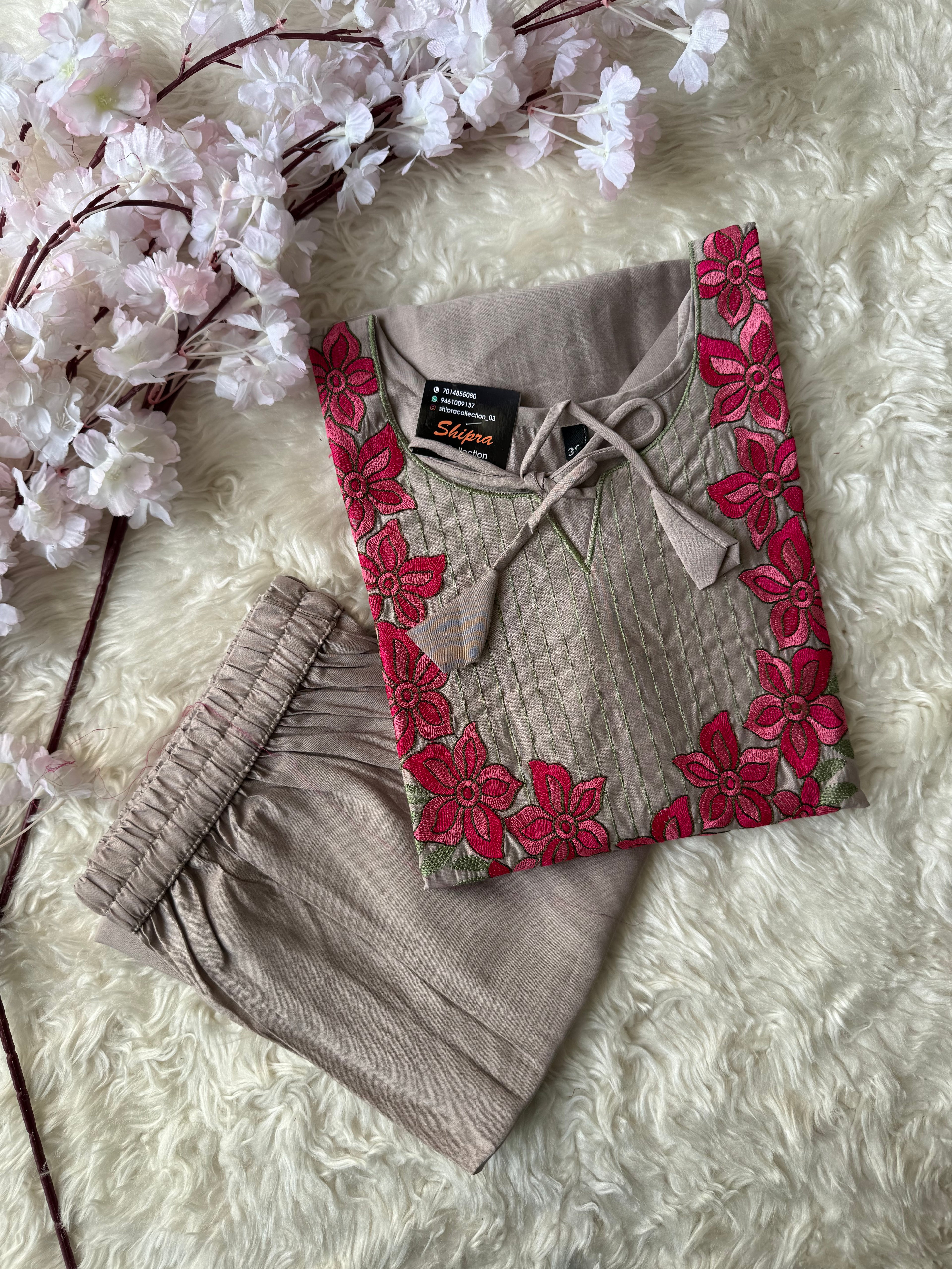 Pure Muslin Silk Kurti Plazo Set