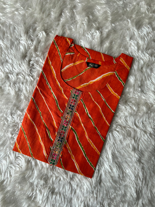 Cotton Lehariya Kurti